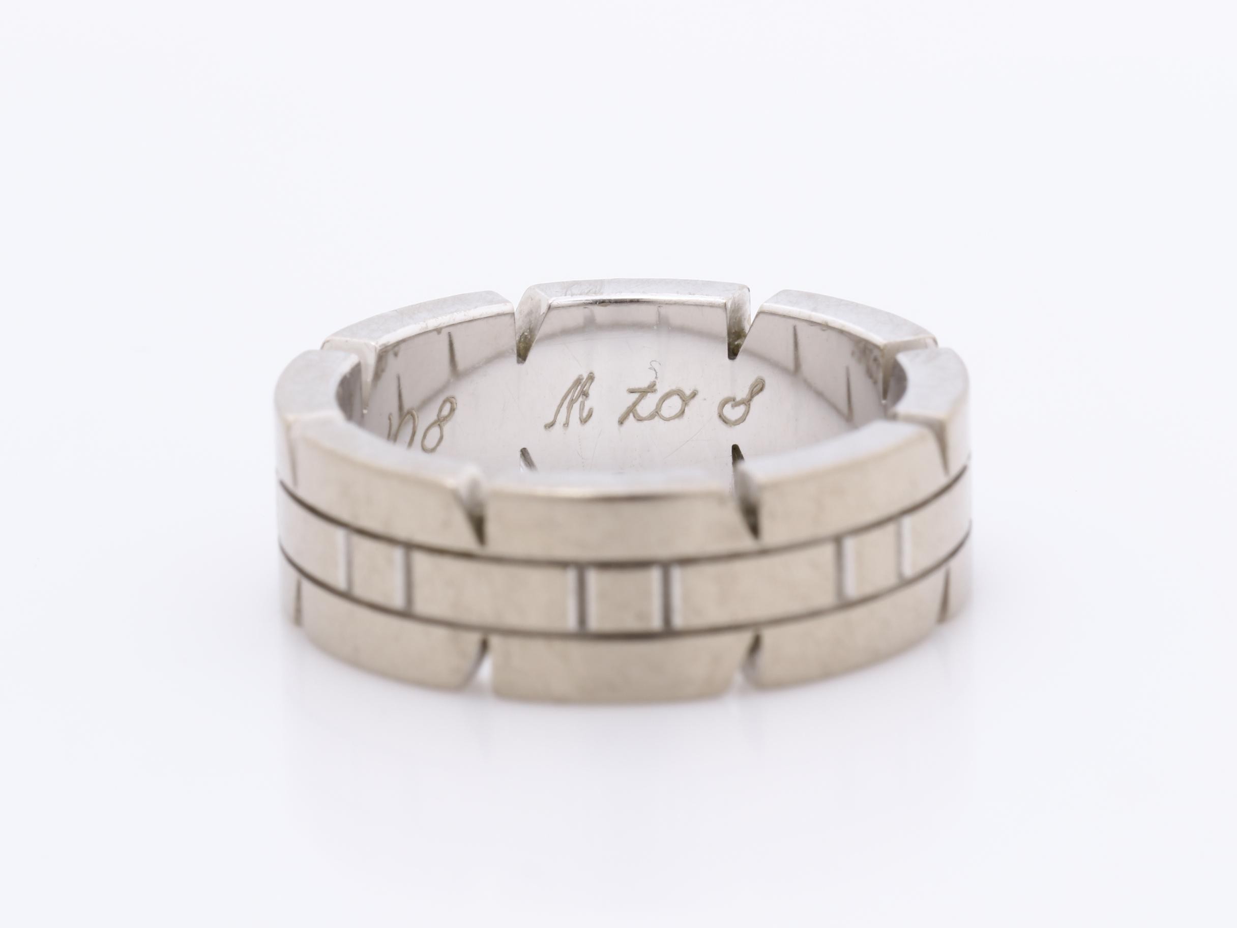 Tank Française (precious metal) ring, 750WG, diamond, 8.8g, size #49 — view 4
