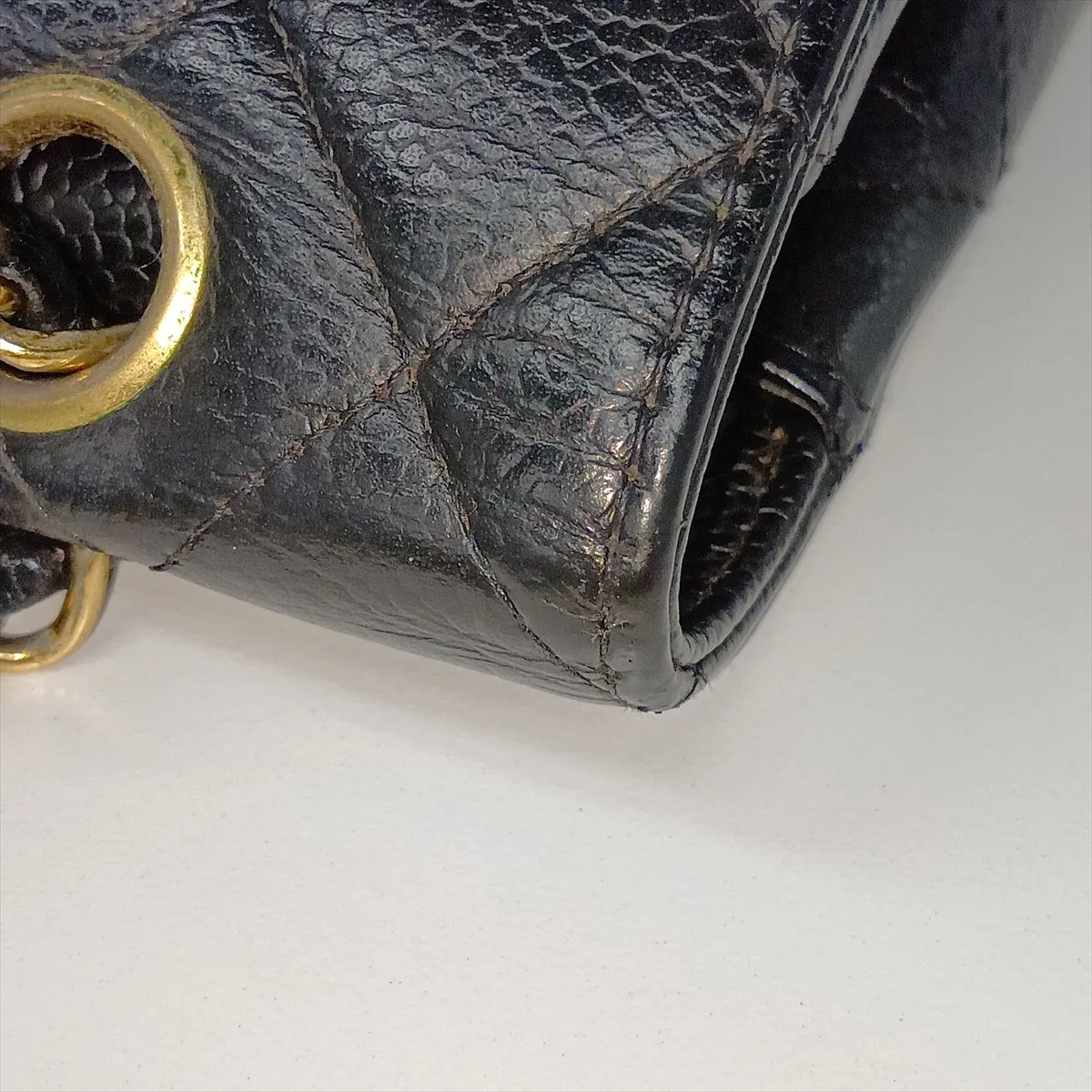 [Individually packaged] Chanel Matelassé 25 Lambskin Double Flap Double Chain Bag, Black with Gold Hardware, 1316761, Series 1, A01112 — view 12