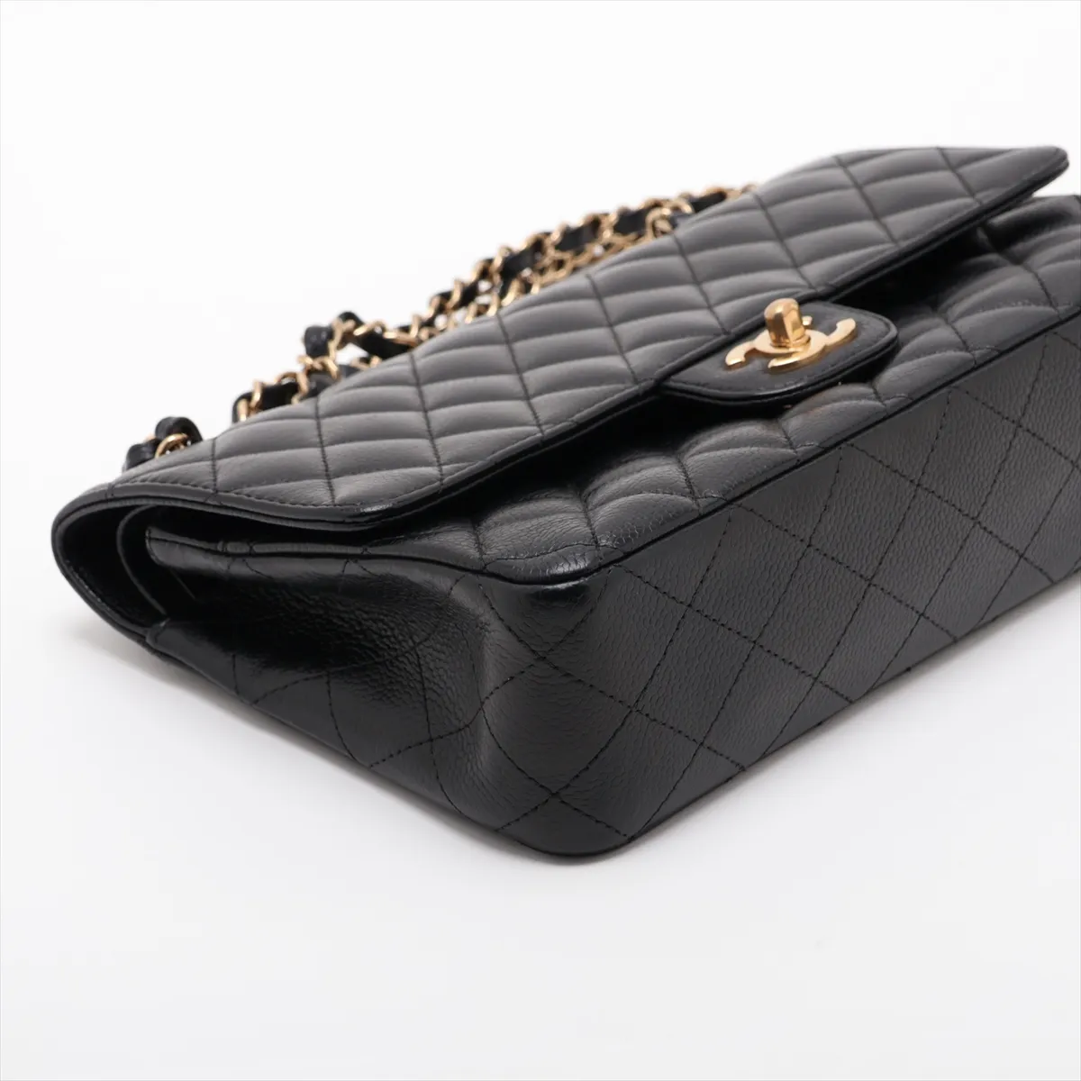 [Individually packaged] Chanel Matelassé 25 Lambskin Double Flap Double Chain Bag, Black with Gold Hardware, 1316761, Series 1, A01112 — view 4