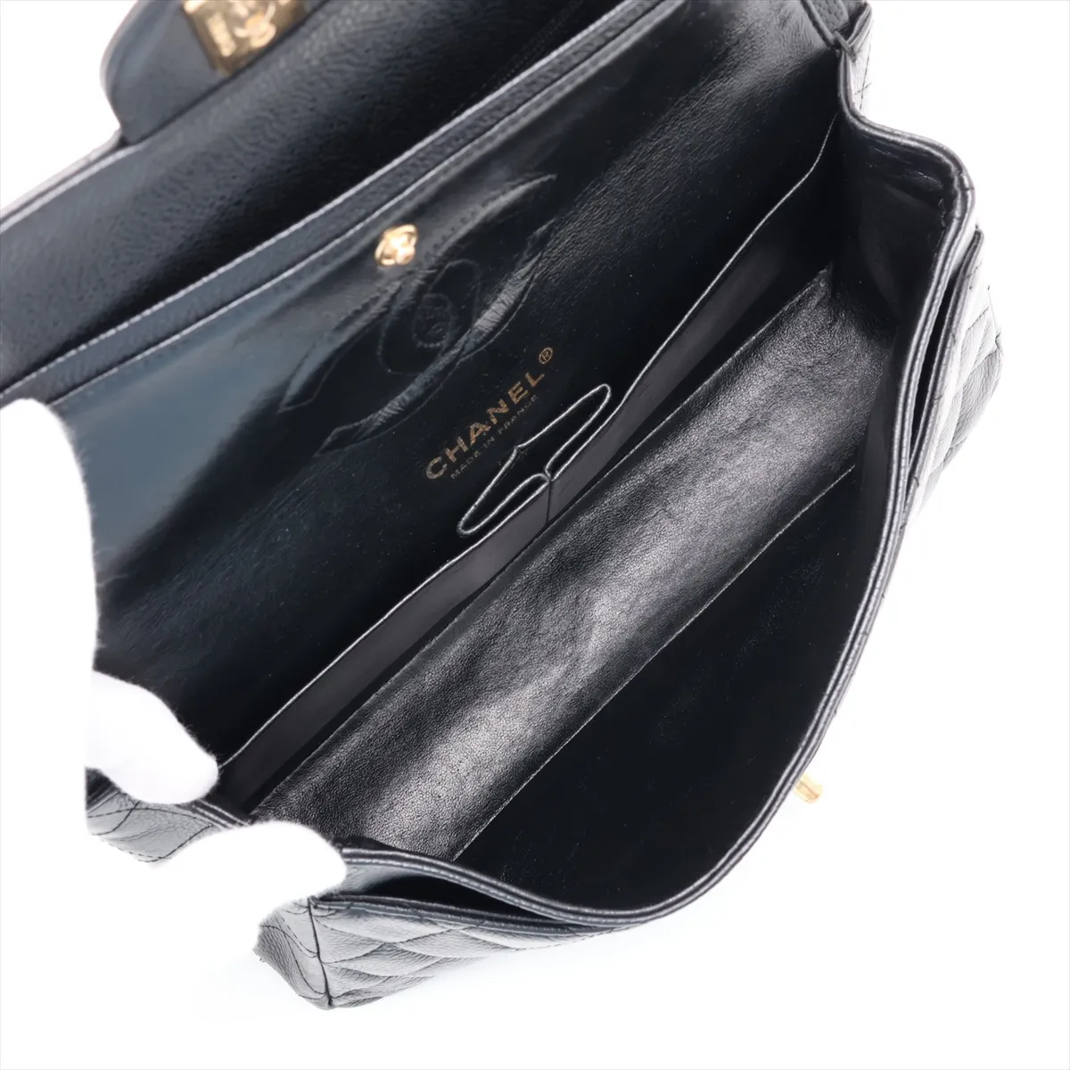 [Individually packaged] Chanel Matelassé 25 Lambskin Double Flap Double Chain Bag, Black with Gold Hardware, 1316761, Series 1, A01112 — view 7