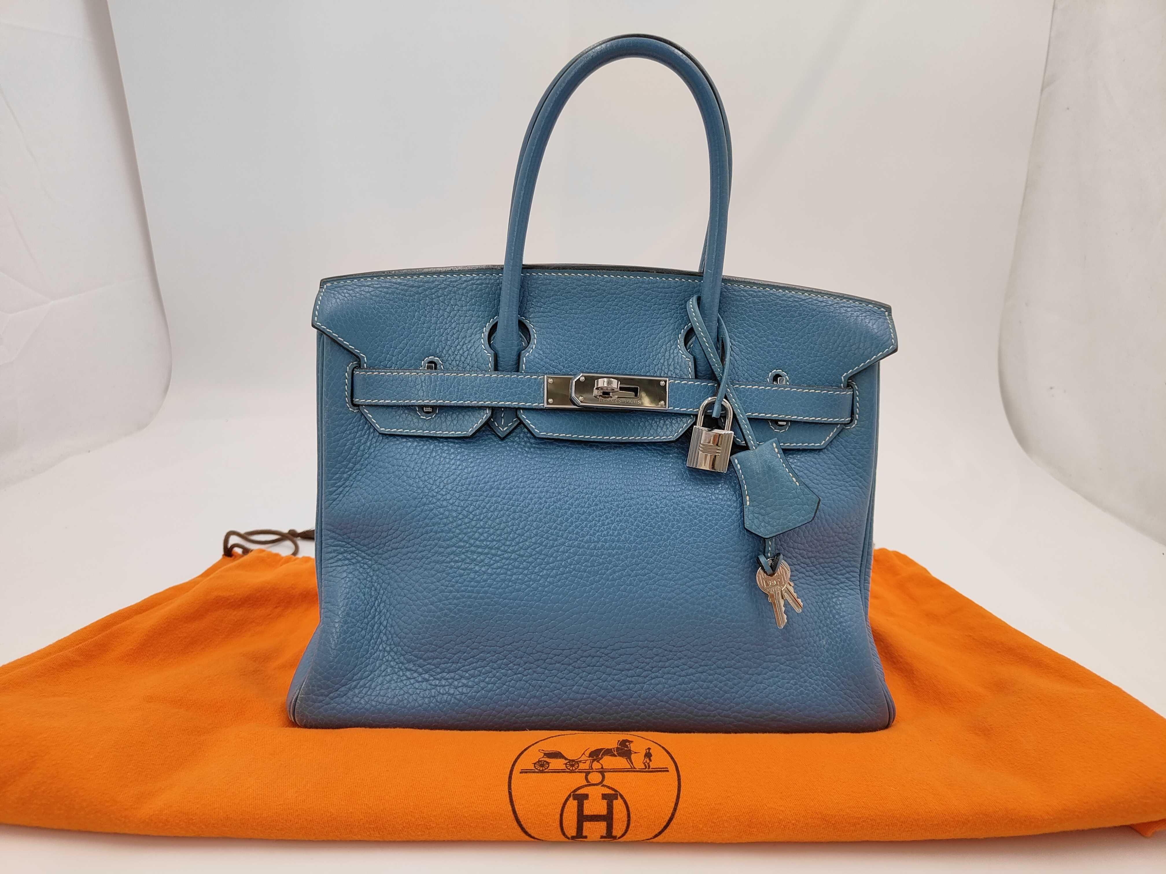 Birkin 30 Blue Jean Taurillon Clemence Silver hardware I engraved handbag