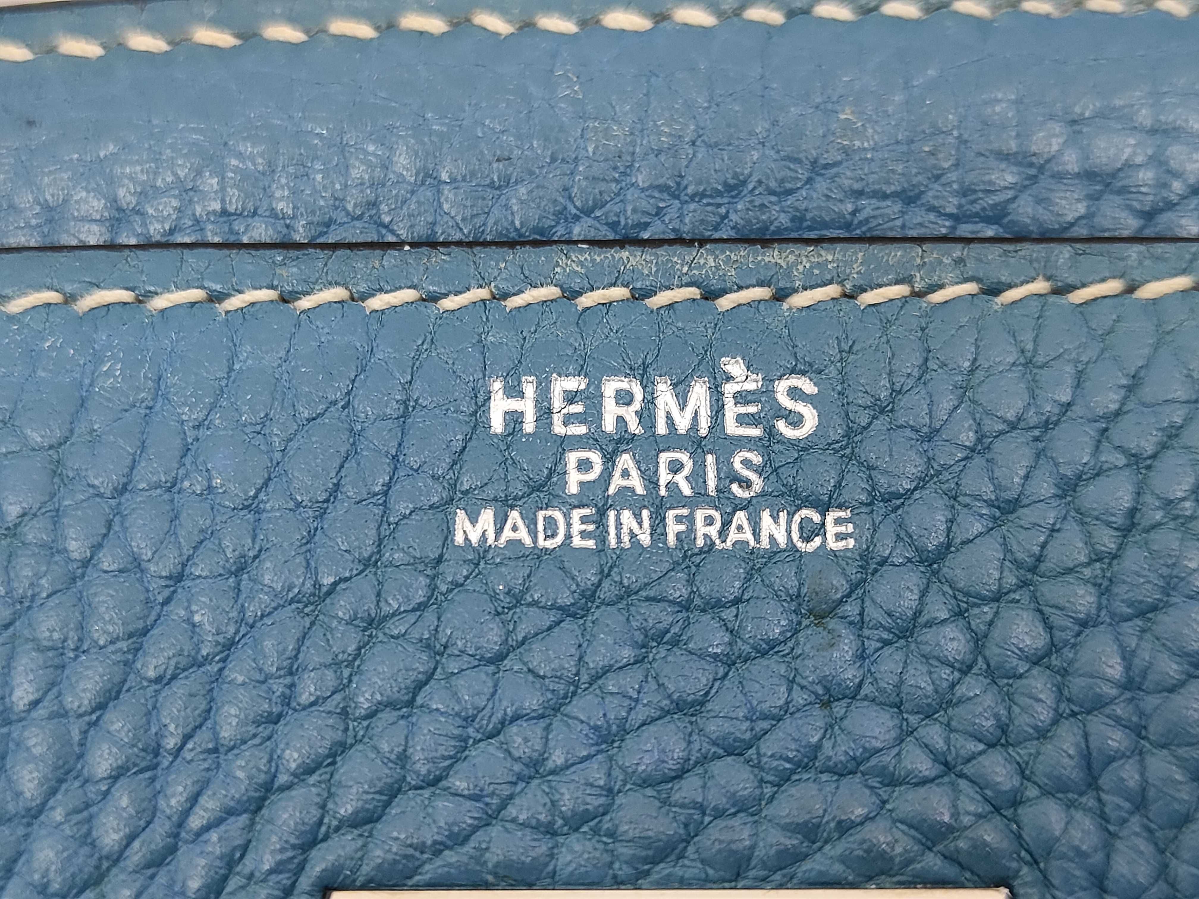 Birkin 30 Blue Jean Taurillon Clemence Silver hardware I engraved handbag — view 11