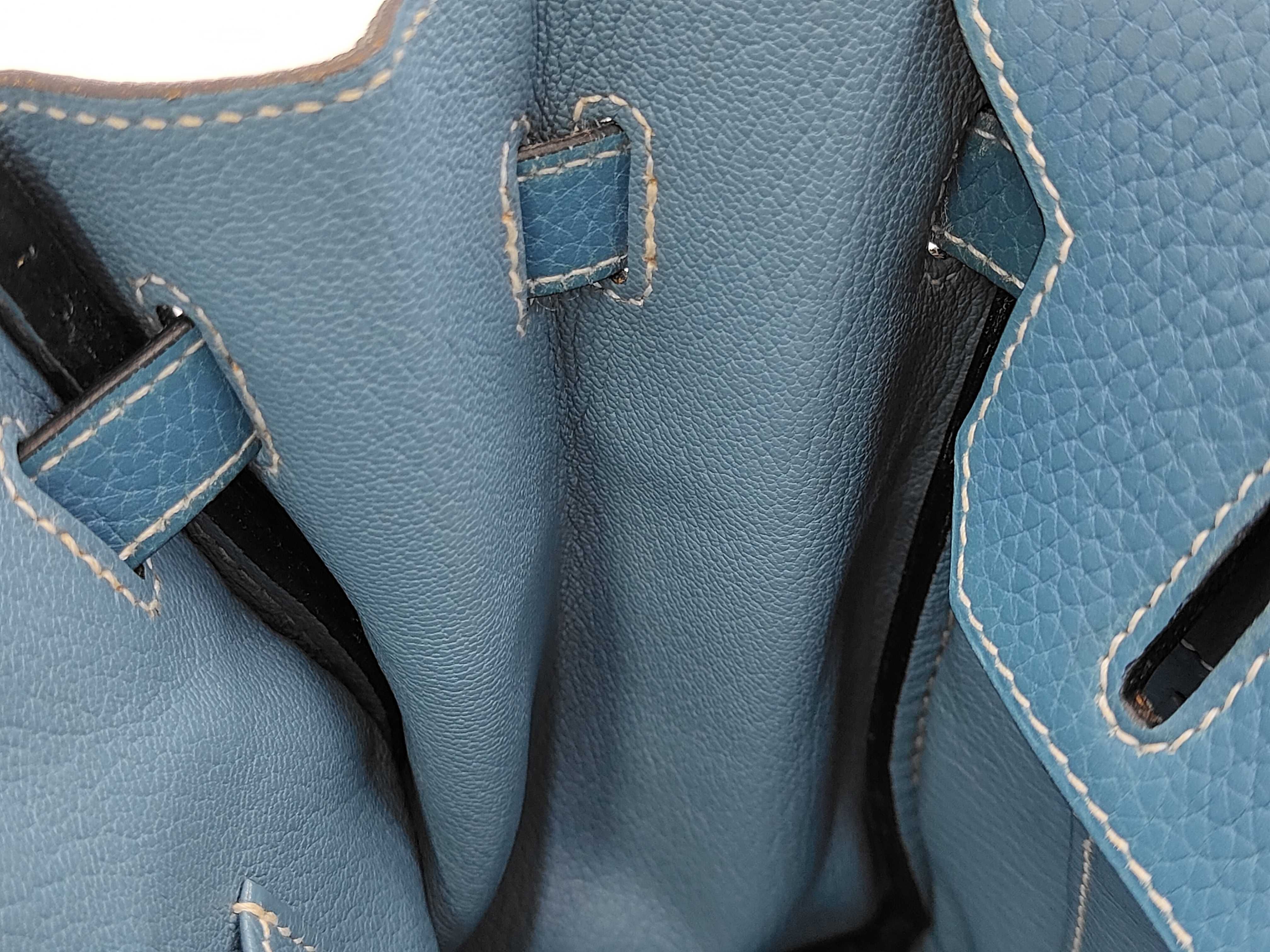 Birkin 30 Blue Jean Taurillon Clemence Silver hardware I engraved handbag — view 15