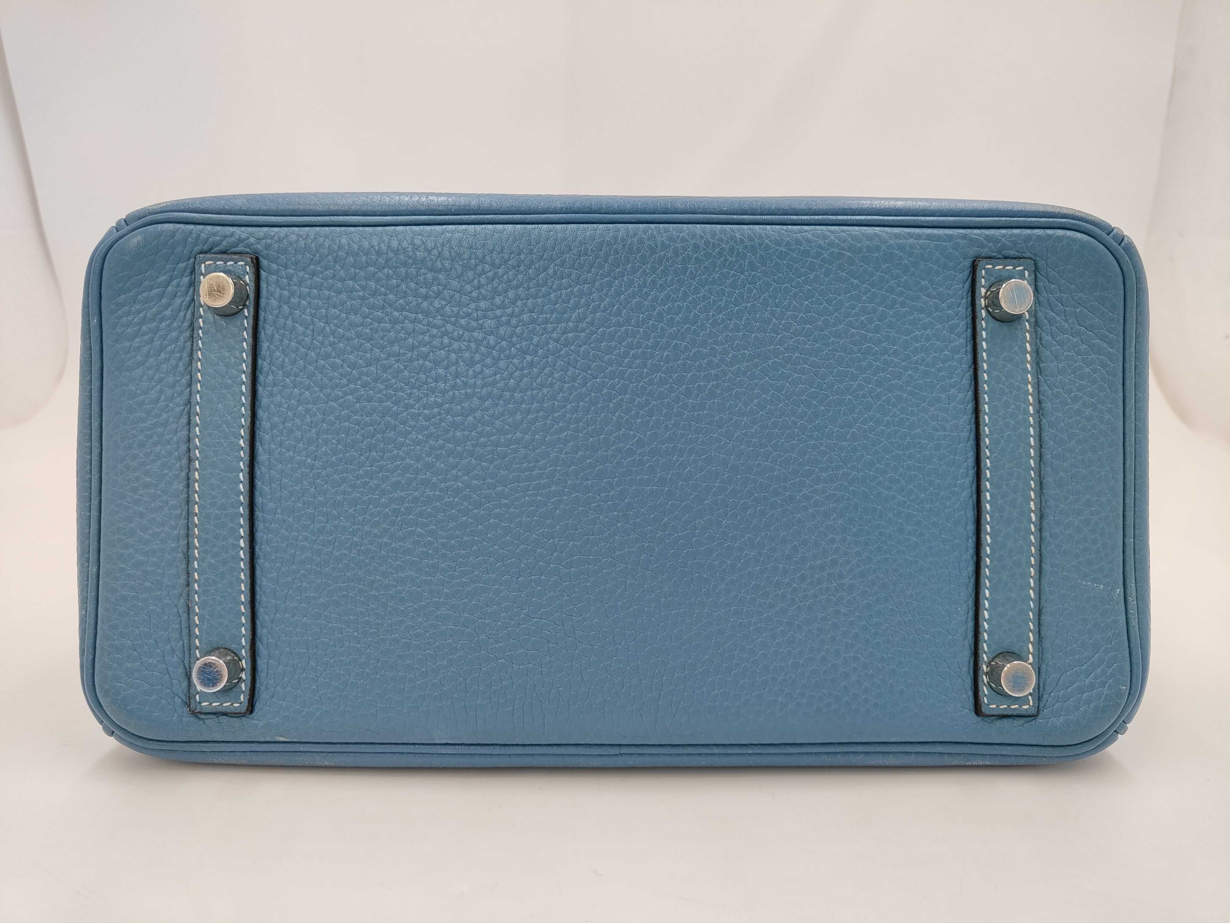 Birkin 30 Blue Jean Taurillon Clemence Silver hardware I engraved handbag — view 7