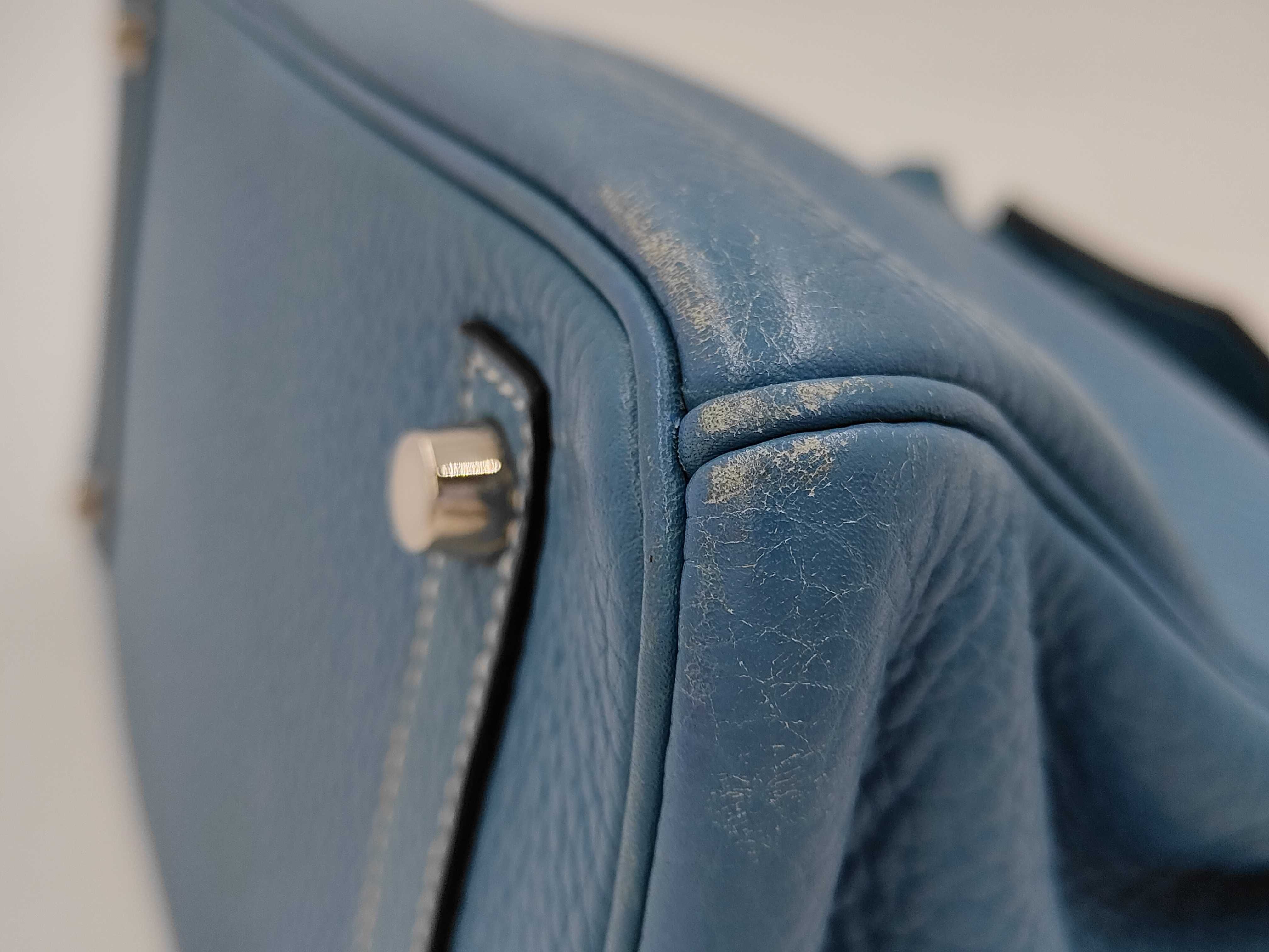 Birkin 30 Blue Jean Taurillon Clemence Silver hardware I engraved handbag — view 8