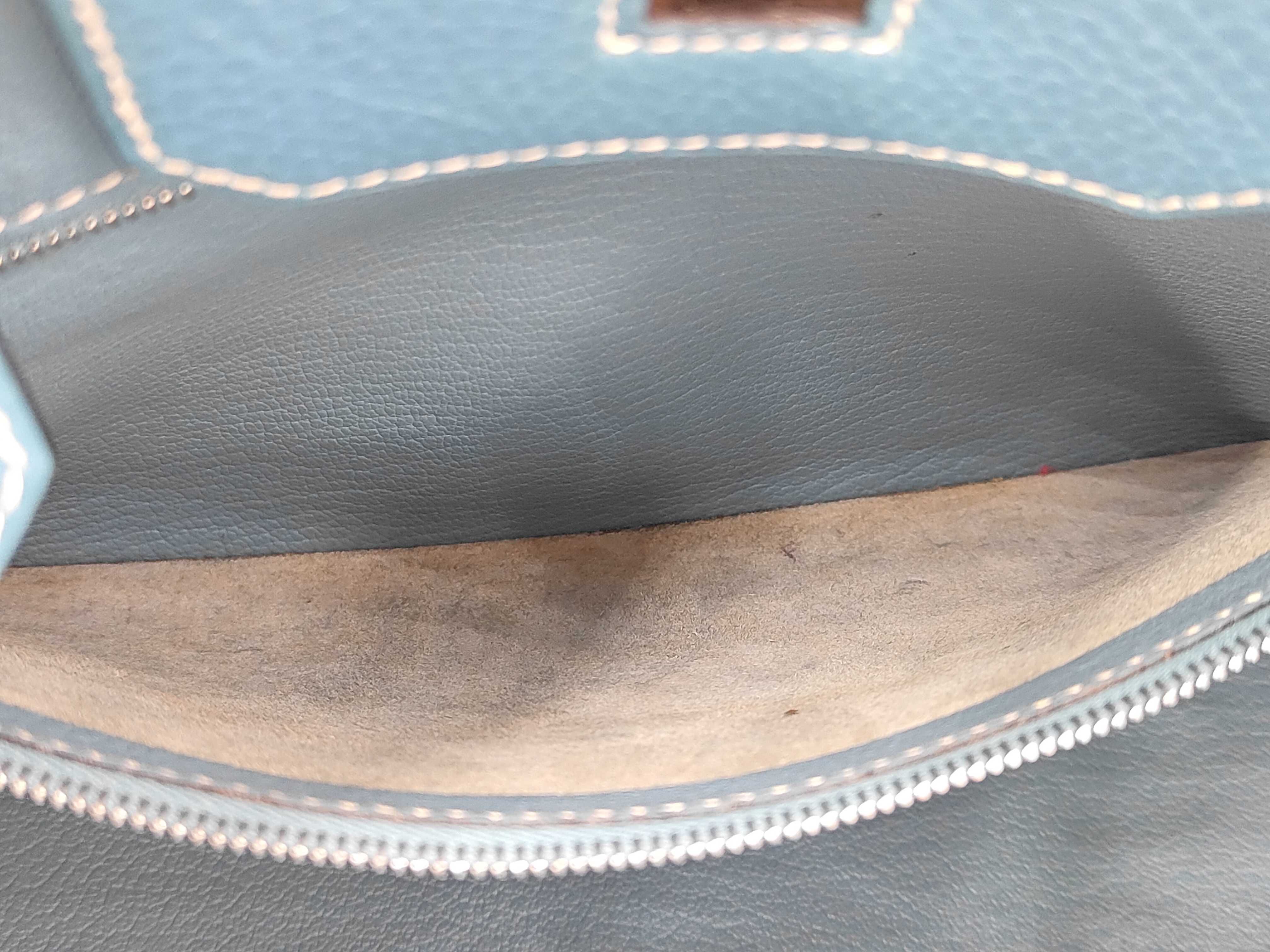 Birkin 30 Blue Jean Taurillon Clemence Silver hardware I engraved handbag — view 10