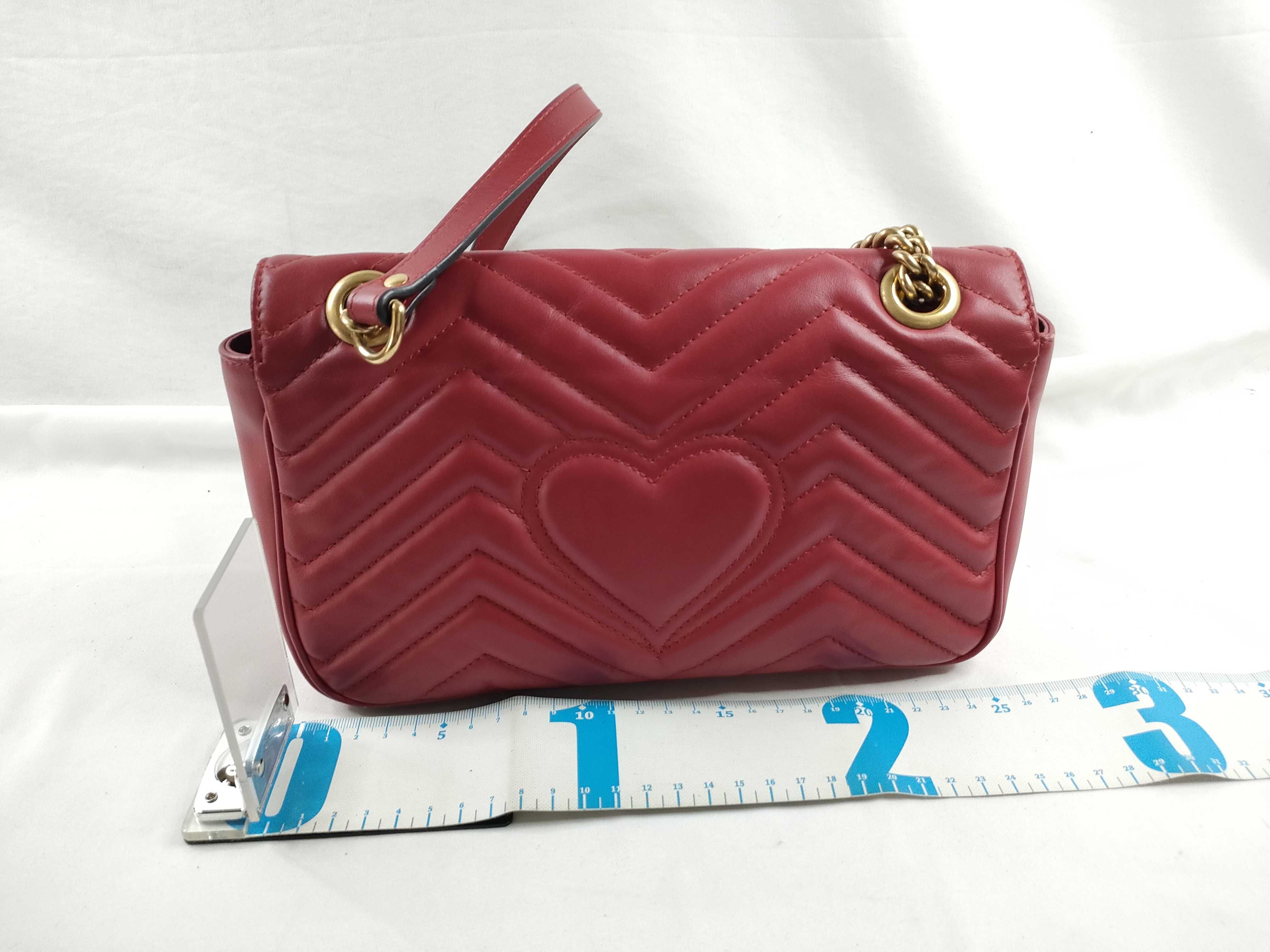 ID- GG Marmont Cowskin Chain Shoulder Bag Red 443497: AB Shoulder Bag — view 2