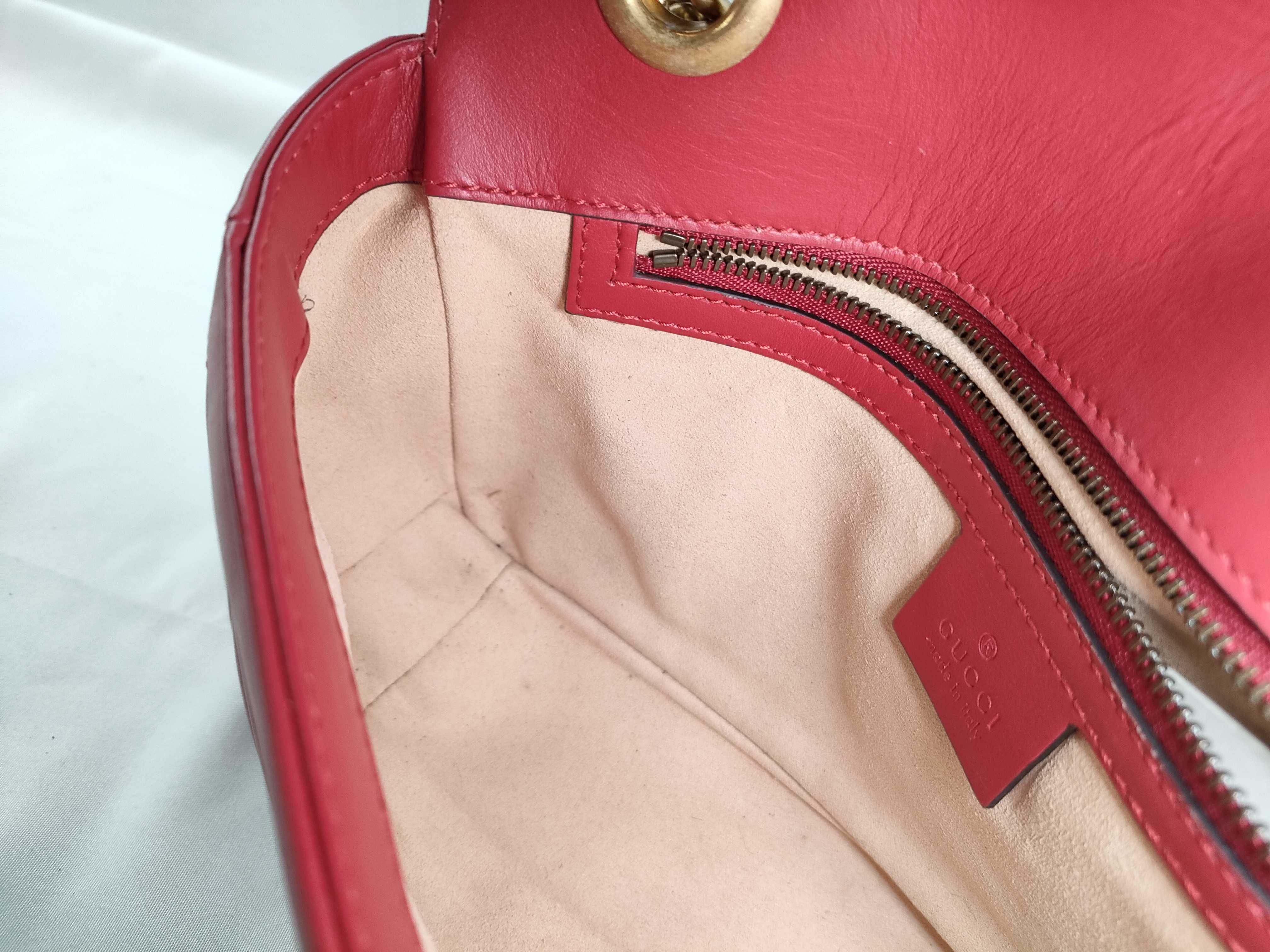 ID- GG Marmont Cowskin Chain Shoulder Bag Red 443497: AB Shoulder Bag — view 11