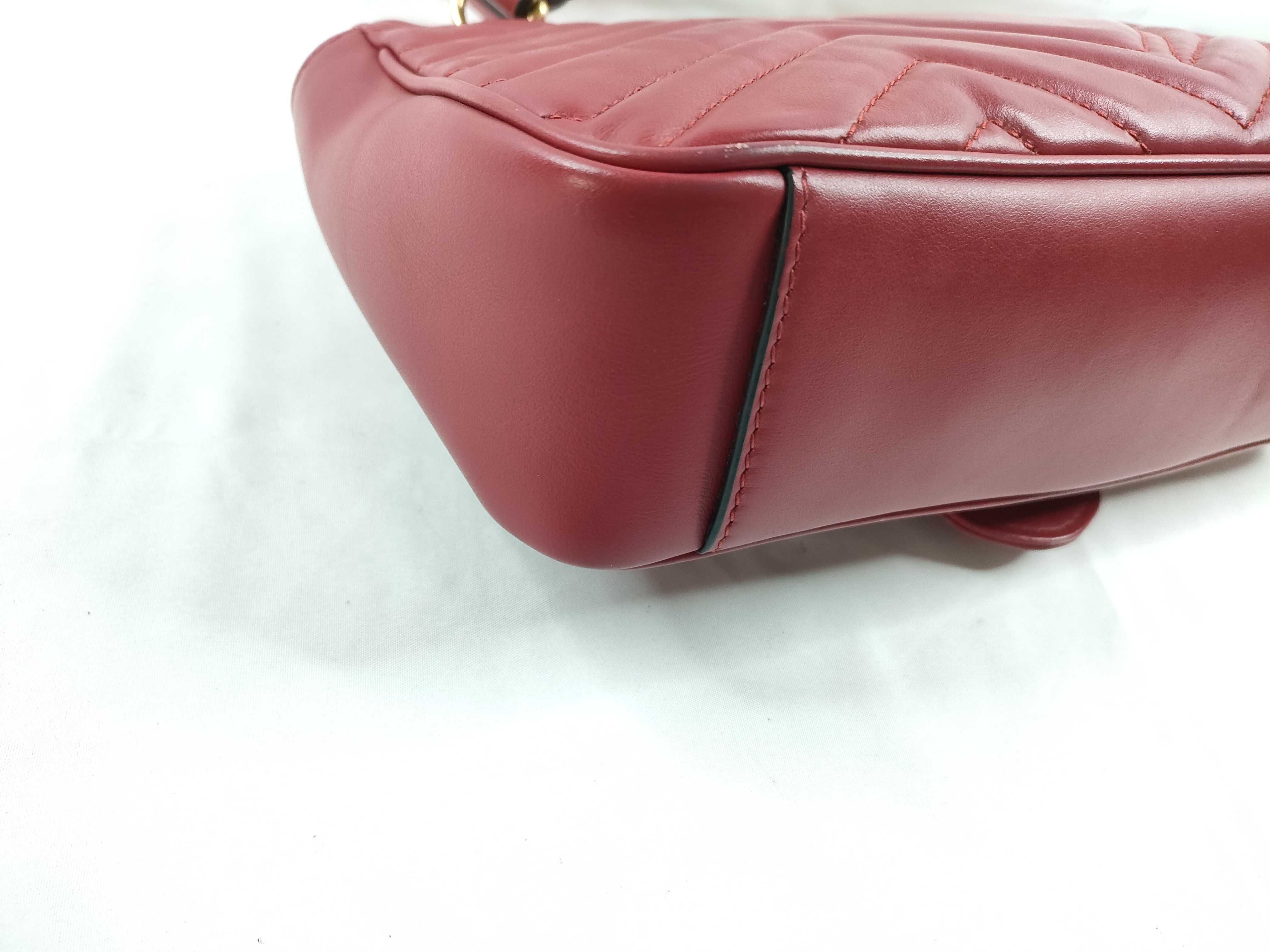 ID- GG Marmont Cowskin Chain Shoulder Bag Red 443497: AB Shoulder Bag — view 3