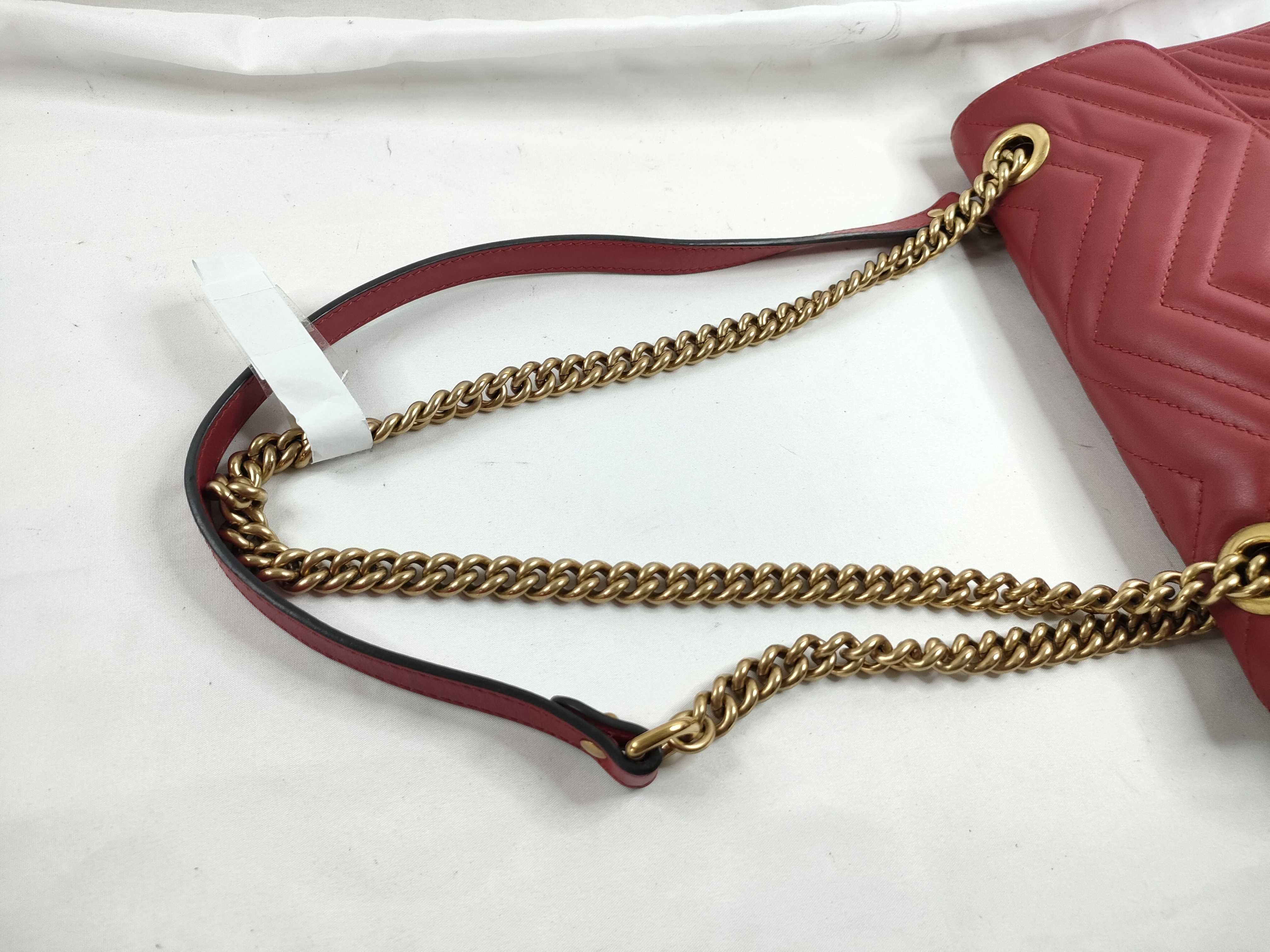 ID- GG Marmont Cowskin Chain Shoulder Bag Red 443497: AB Shoulder Bag — view 6