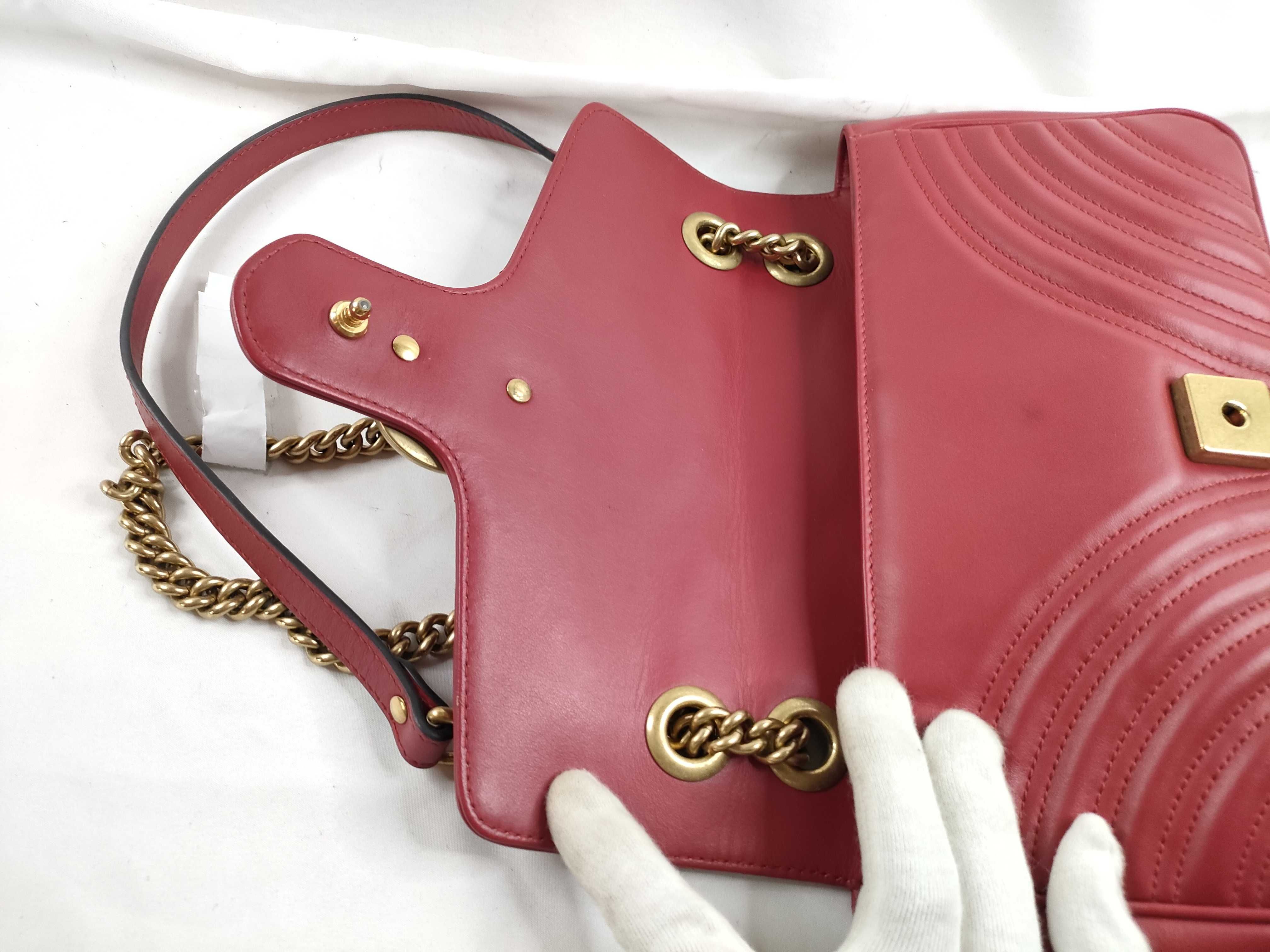 ID- GG Marmont Cowskin Chain Shoulder Bag Red 443497: AB Shoulder Bag — view 9