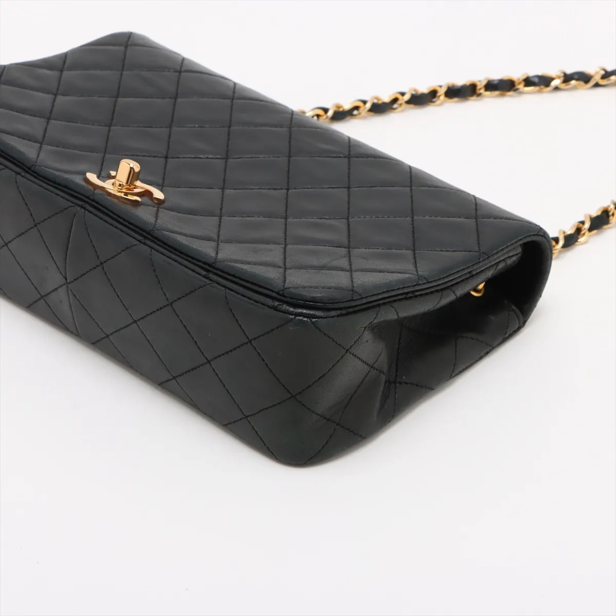 Matelasse Lambskin Single Flap Single Chain Bag Black Gold Hardware 1455439 No. 1 — view 3