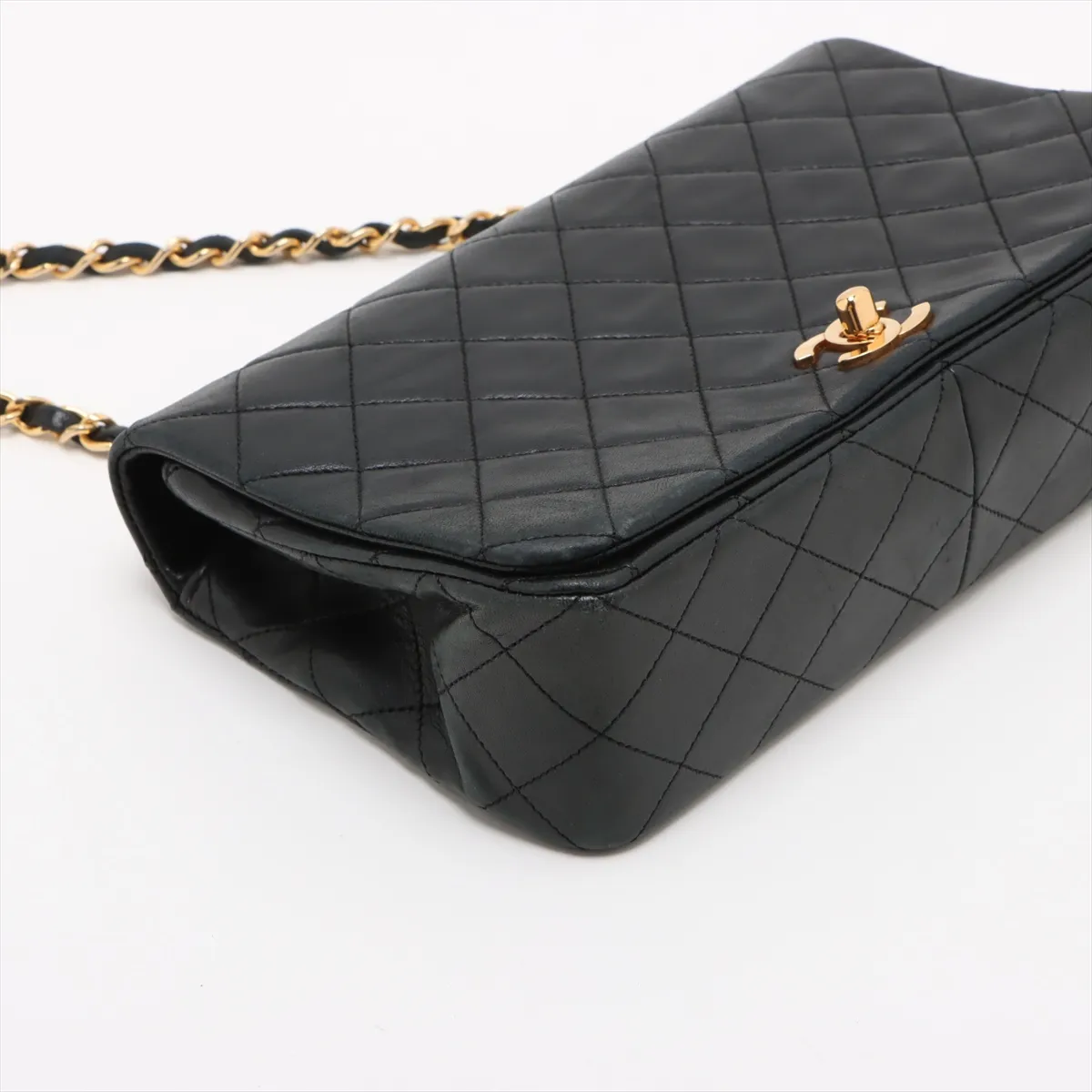 Matelasse Lambskin Single Flap Single Chain Bag Black Gold Hardware 1455439 No. 1 — view 4