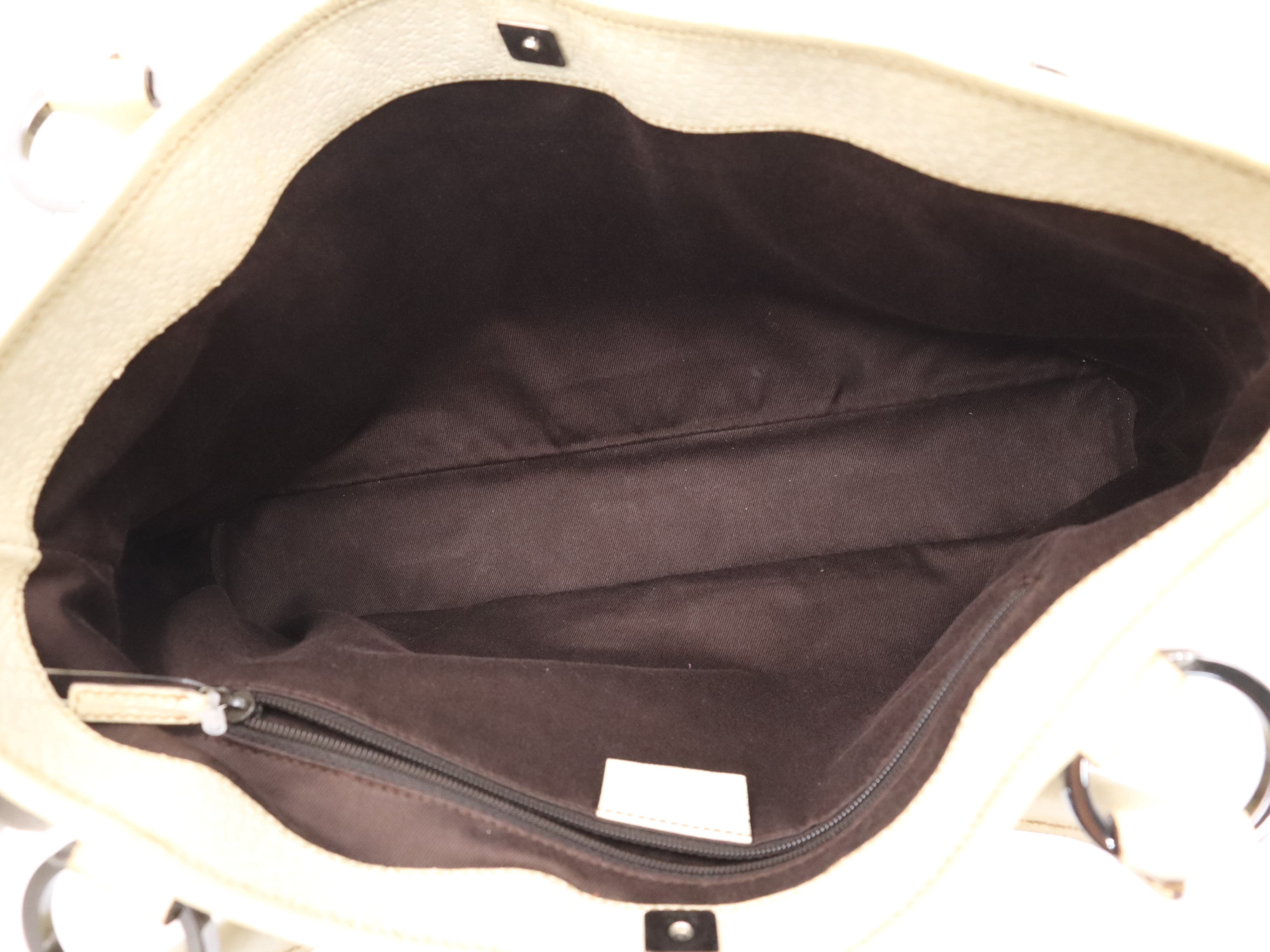 113015GG Canvas Handbag, Ivory, Silver Hardware — view 11