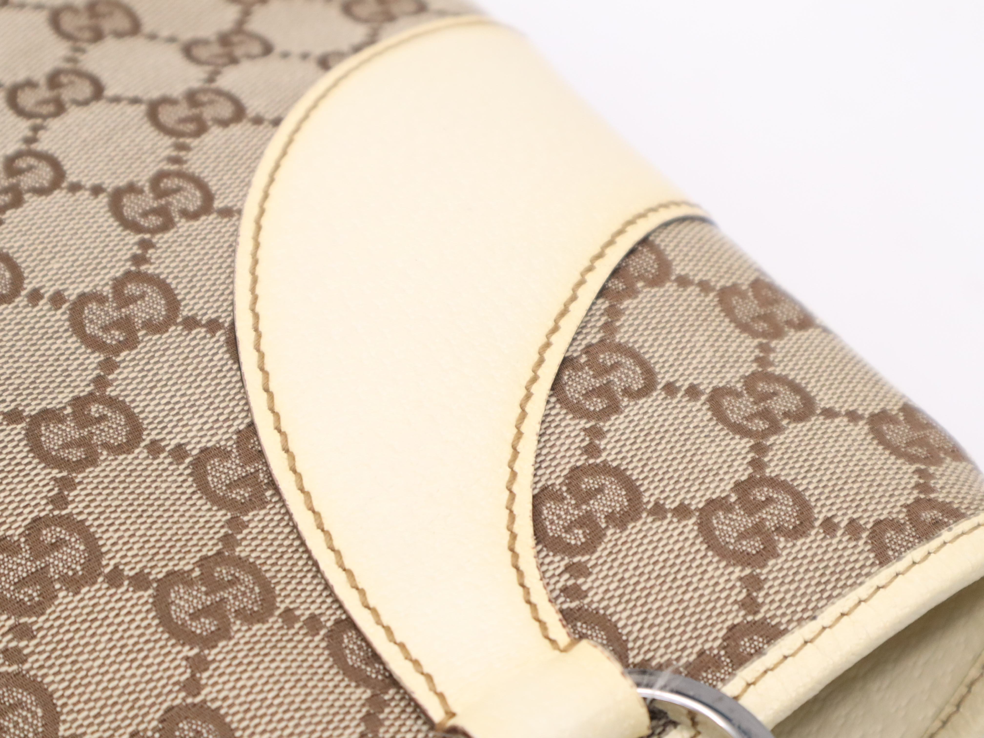 113015GG Canvas Handbag, Ivory, Silver Hardware — view 9