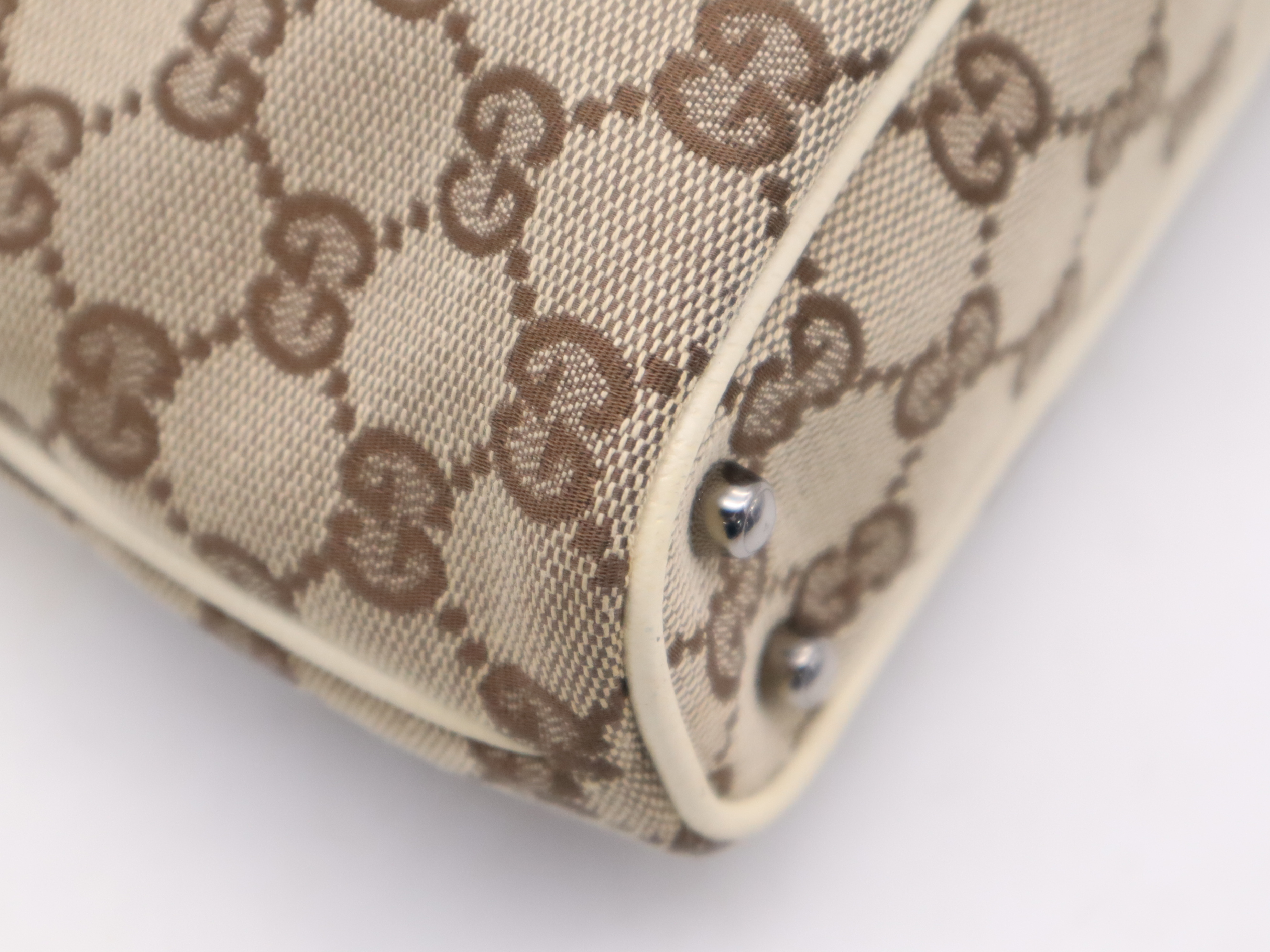 113015GG Canvas Handbag, Ivory, Silver Hardware — view 10
