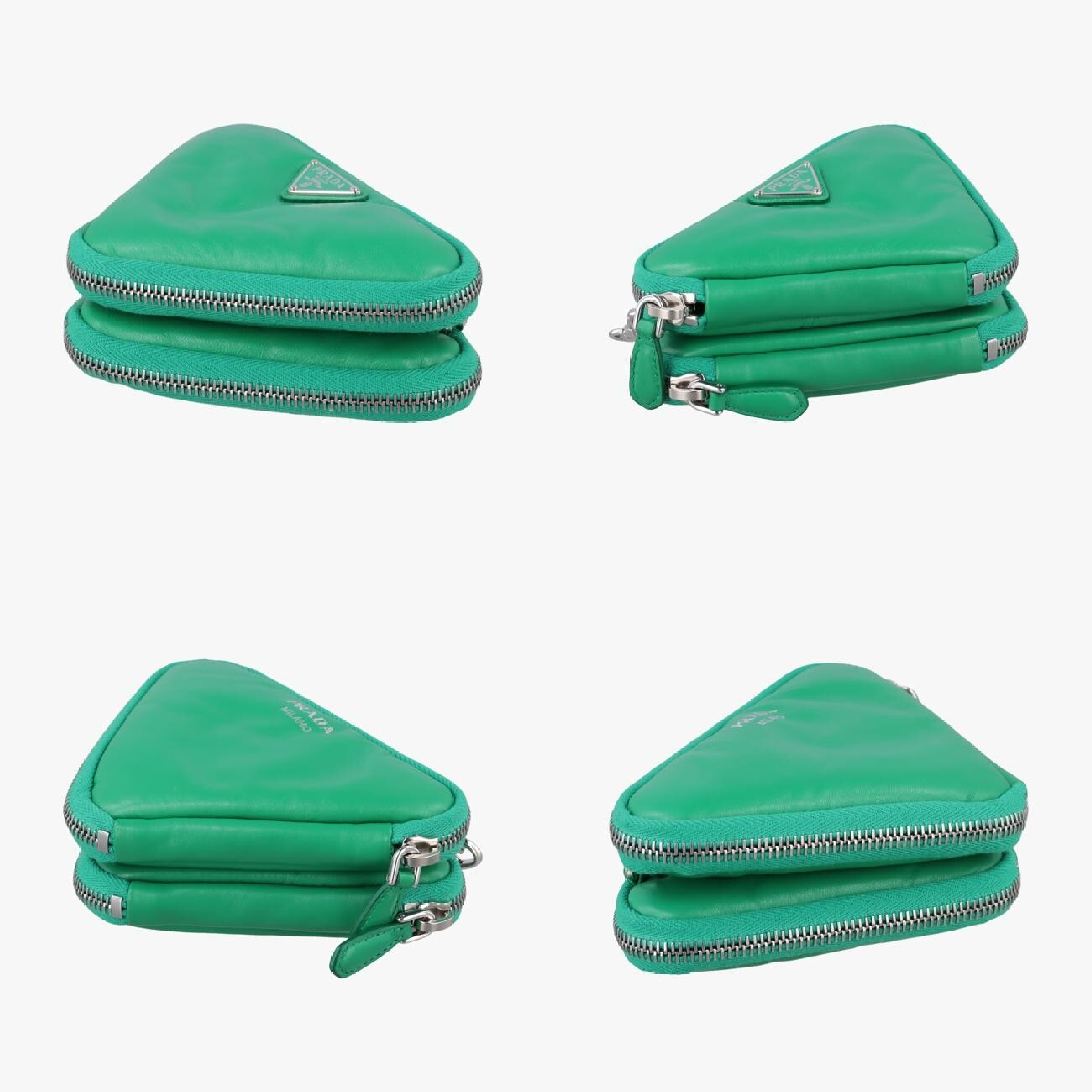Triangle Mini Green Leather Shoulder Bag 1NR015 62 — view 4