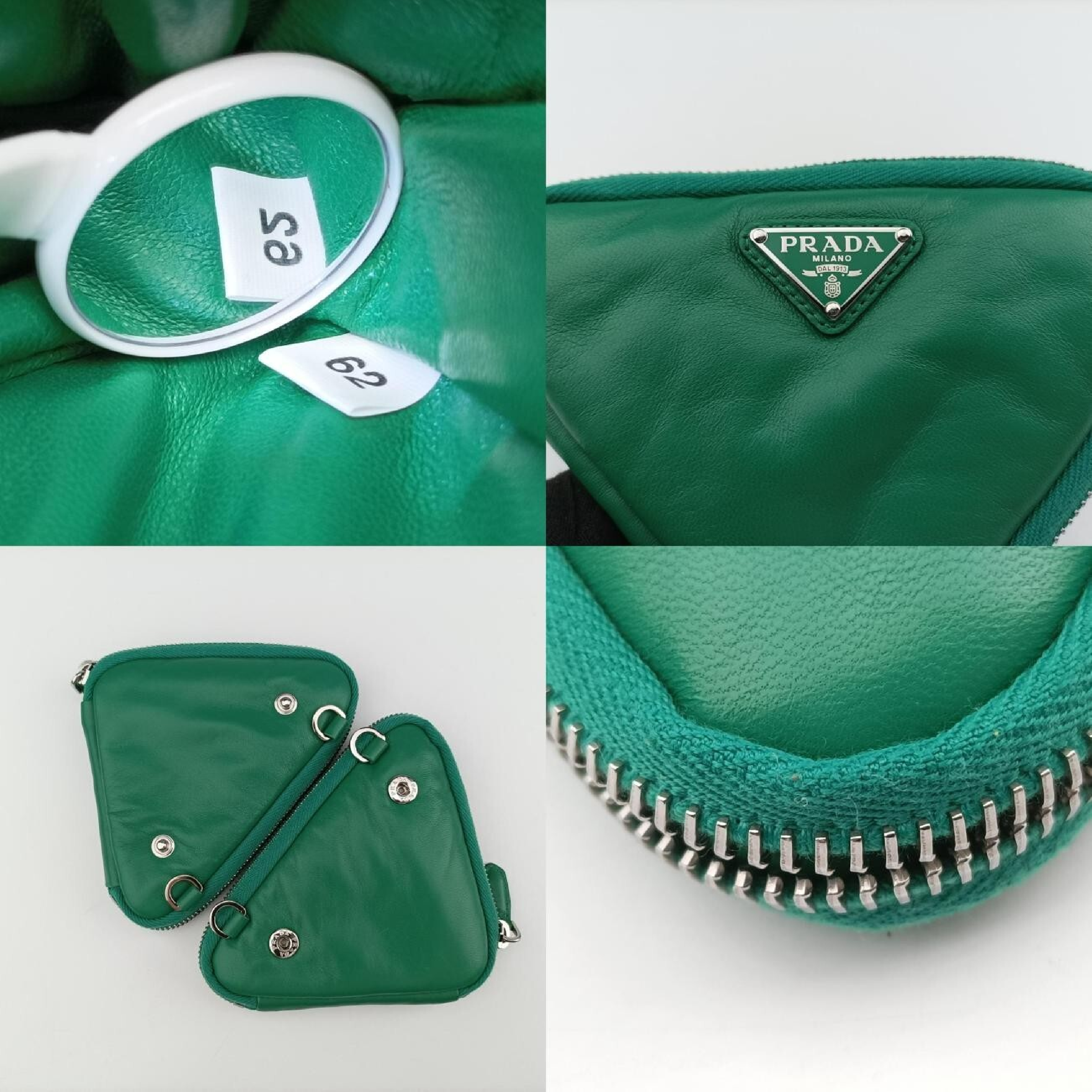 Triangle Mini Green Leather Shoulder Bag 1NR015 62 — view 8