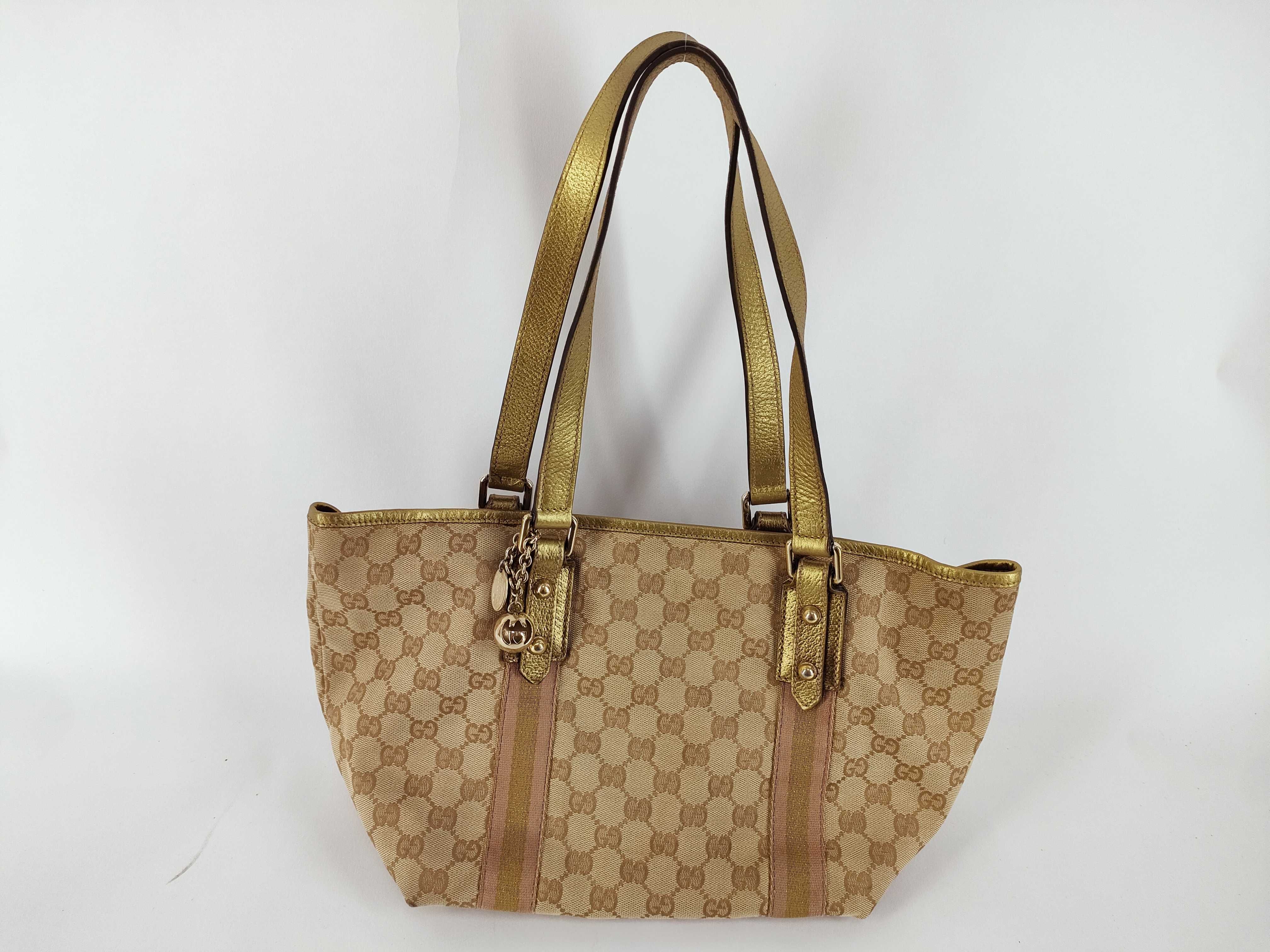 GG Canvas Tote Bag, Brown/Gold Handbag