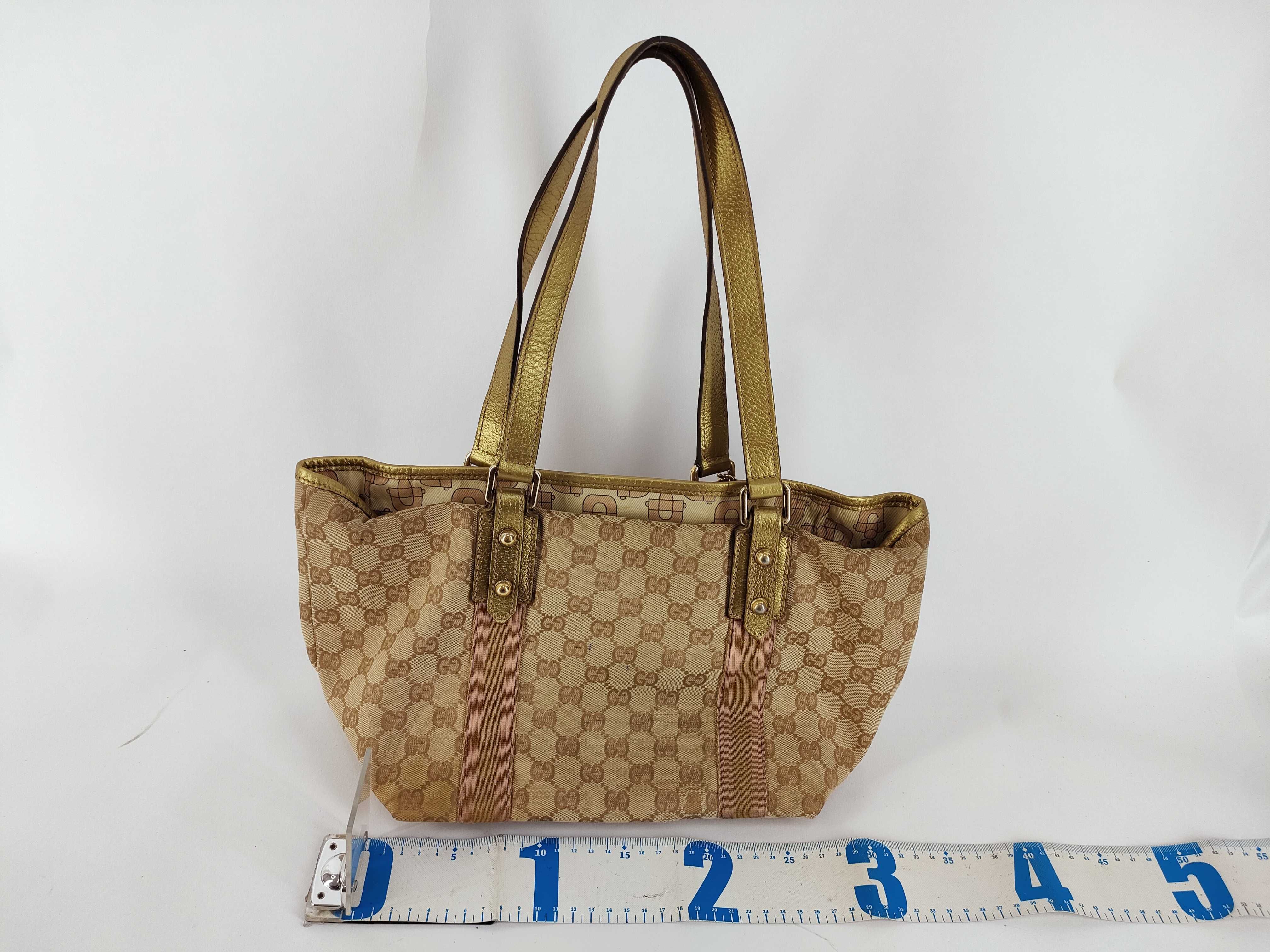 GG Canvas Tote Bag, Brown/Gold Handbag — view 2