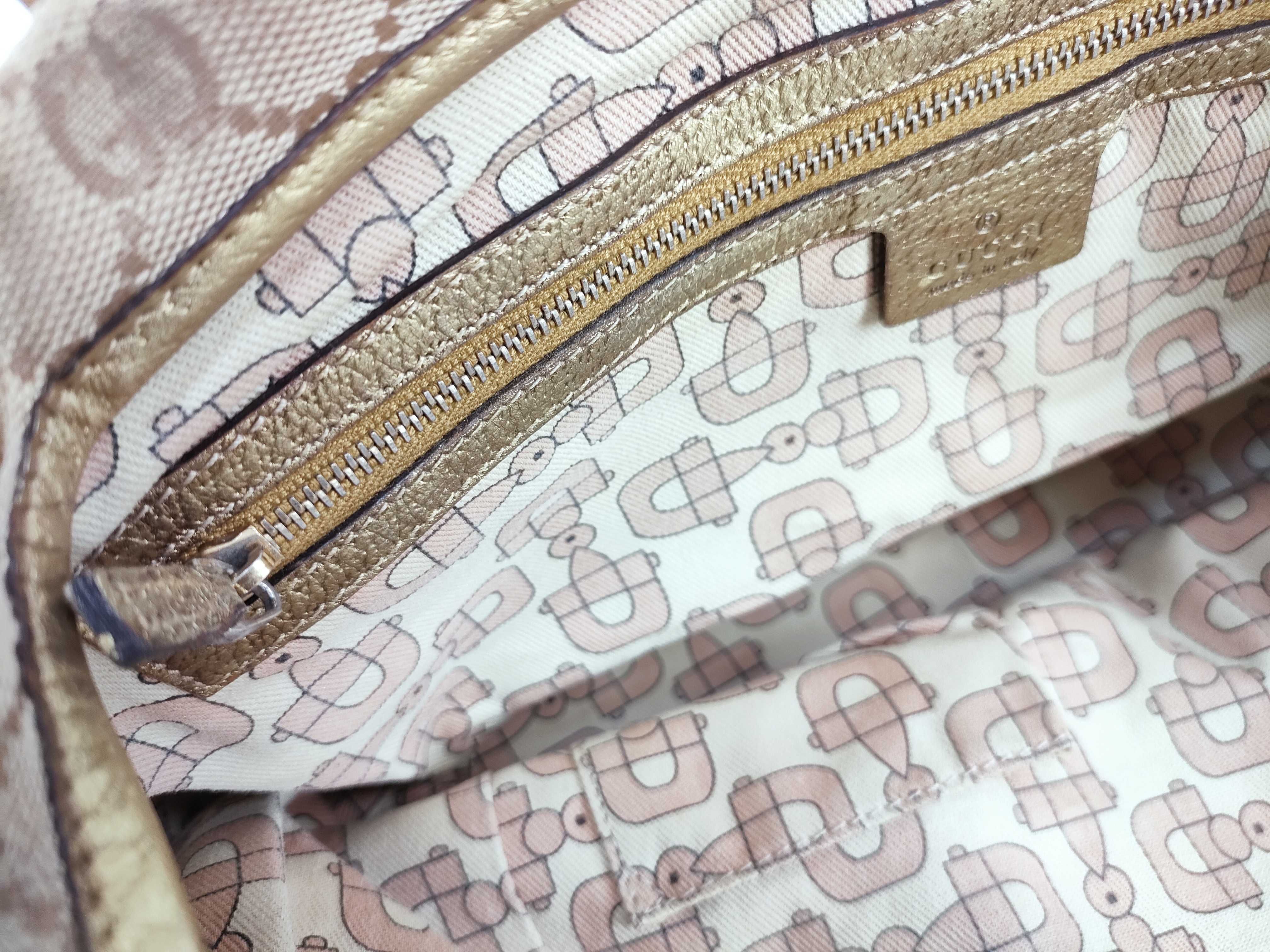 GG Canvas Tote Bag, Brown/Gold Handbag — view 13