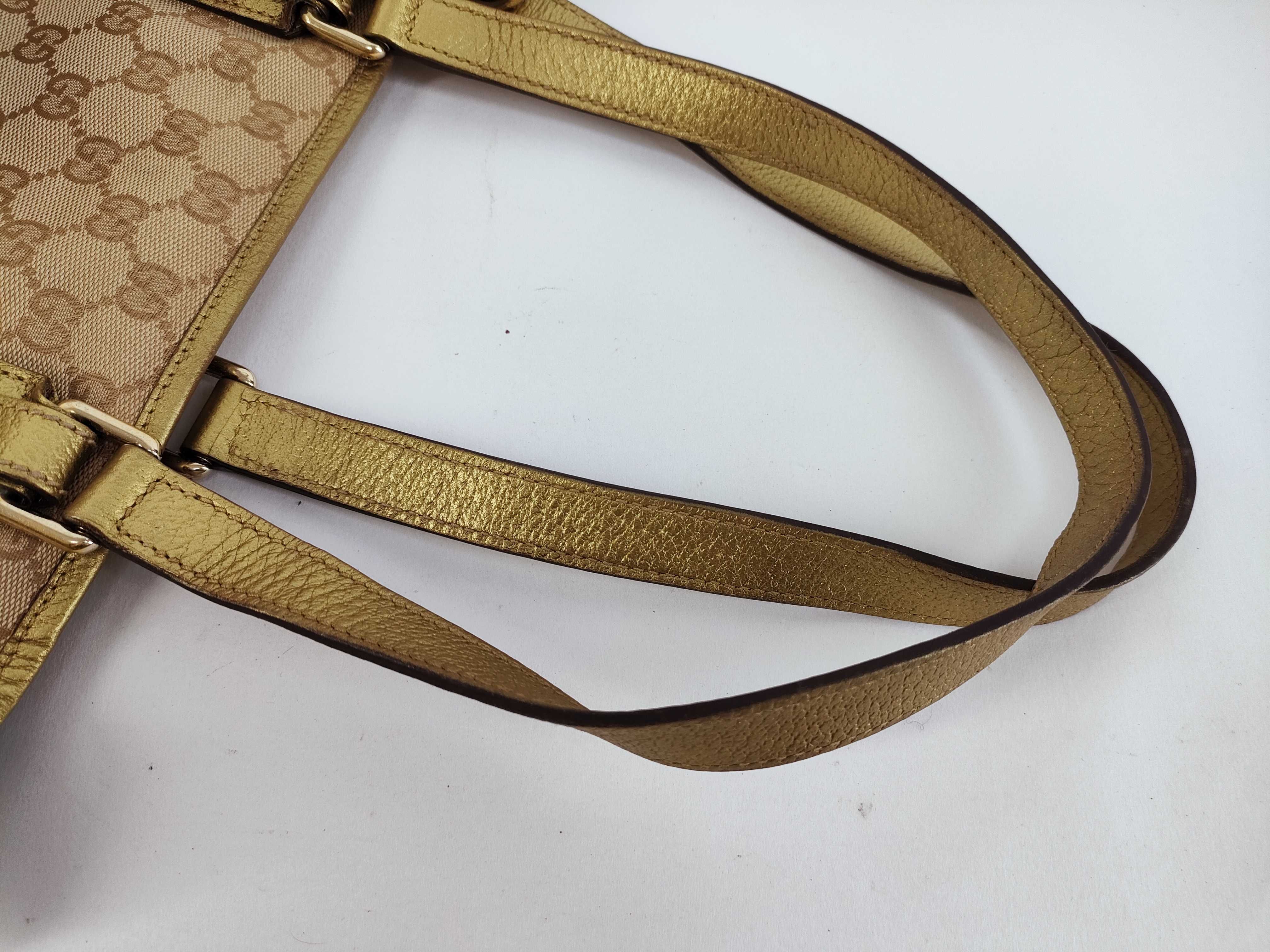GG Canvas Tote Bag, Brown/Gold Handbag — view 3