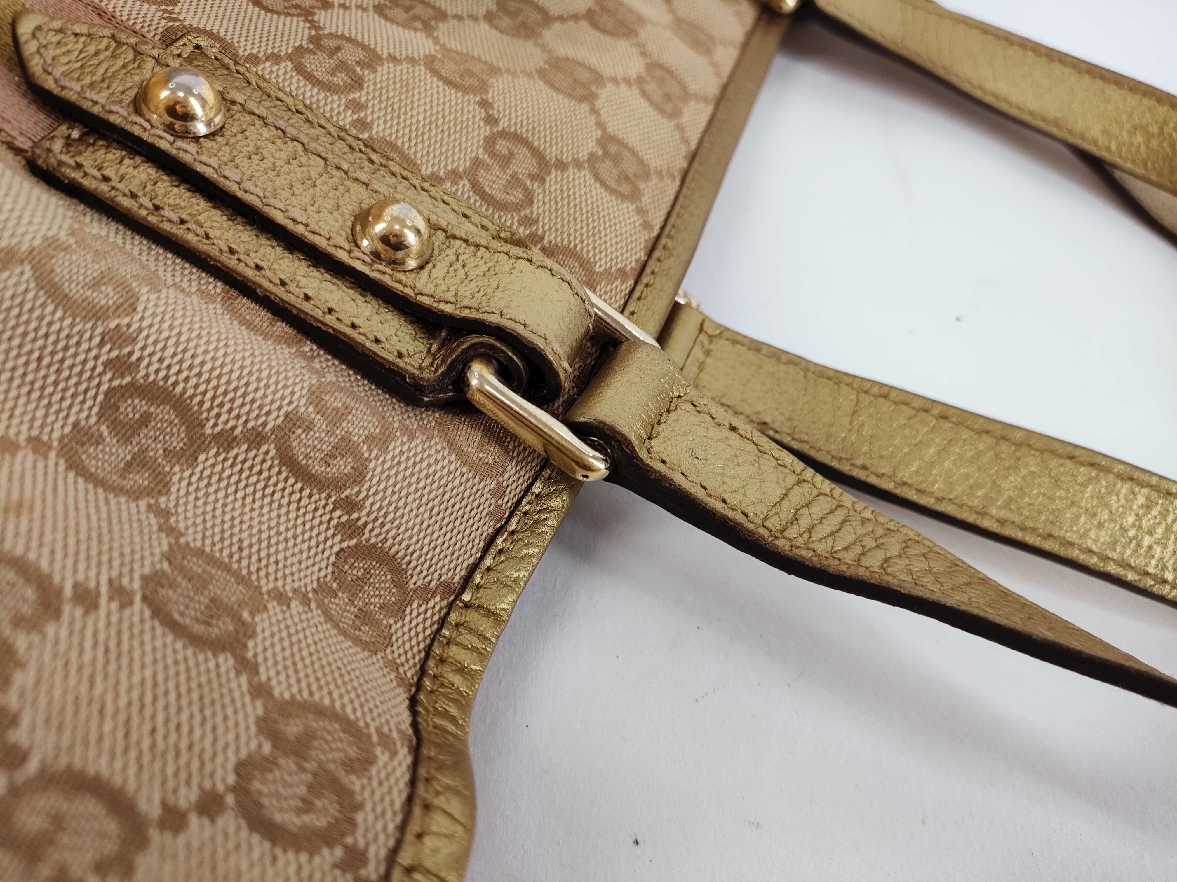 GG Canvas Tote Bag, Brown/Gold Handbag — view 5
