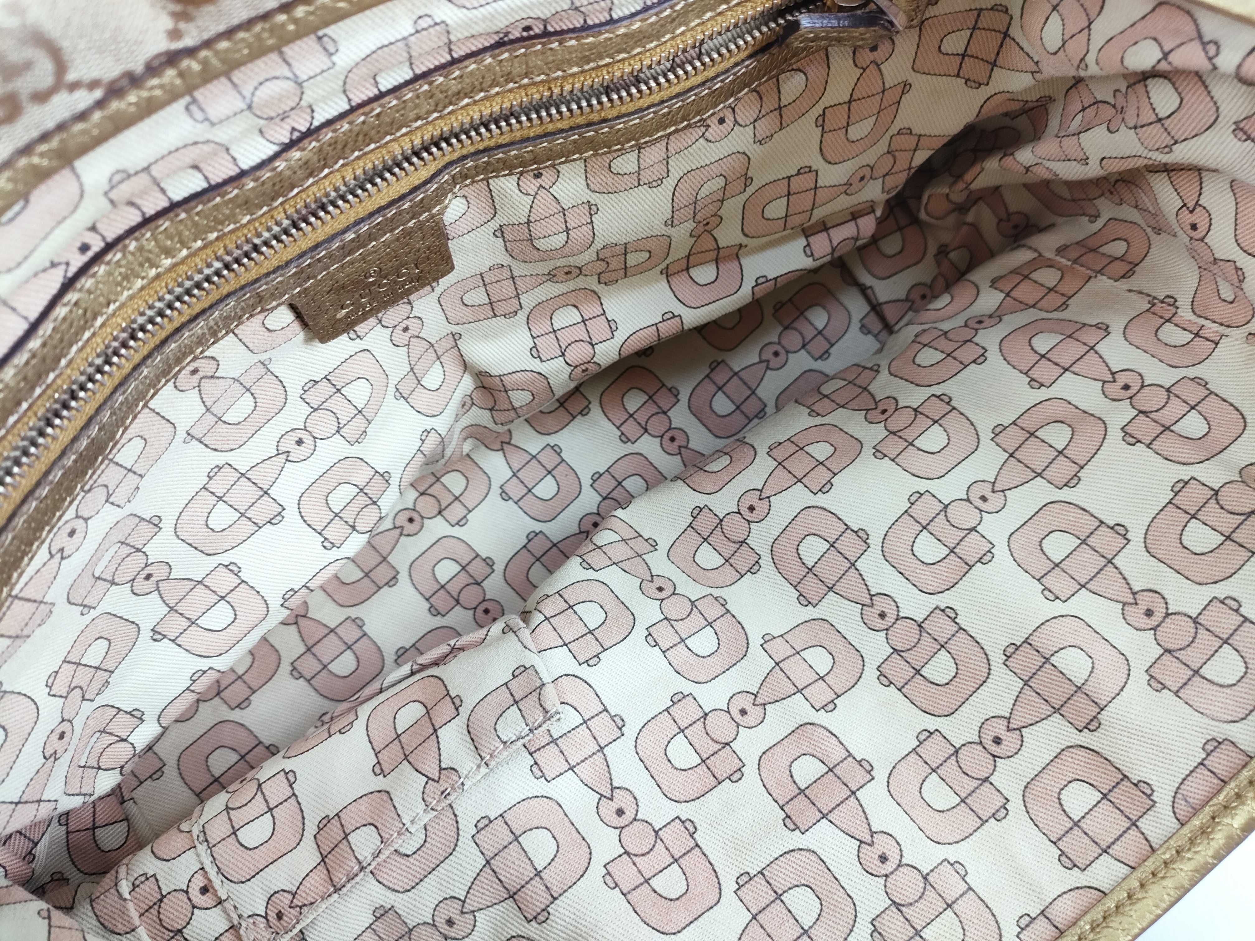 GG Canvas Tote Bag, Brown/Gold Handbag — view 9