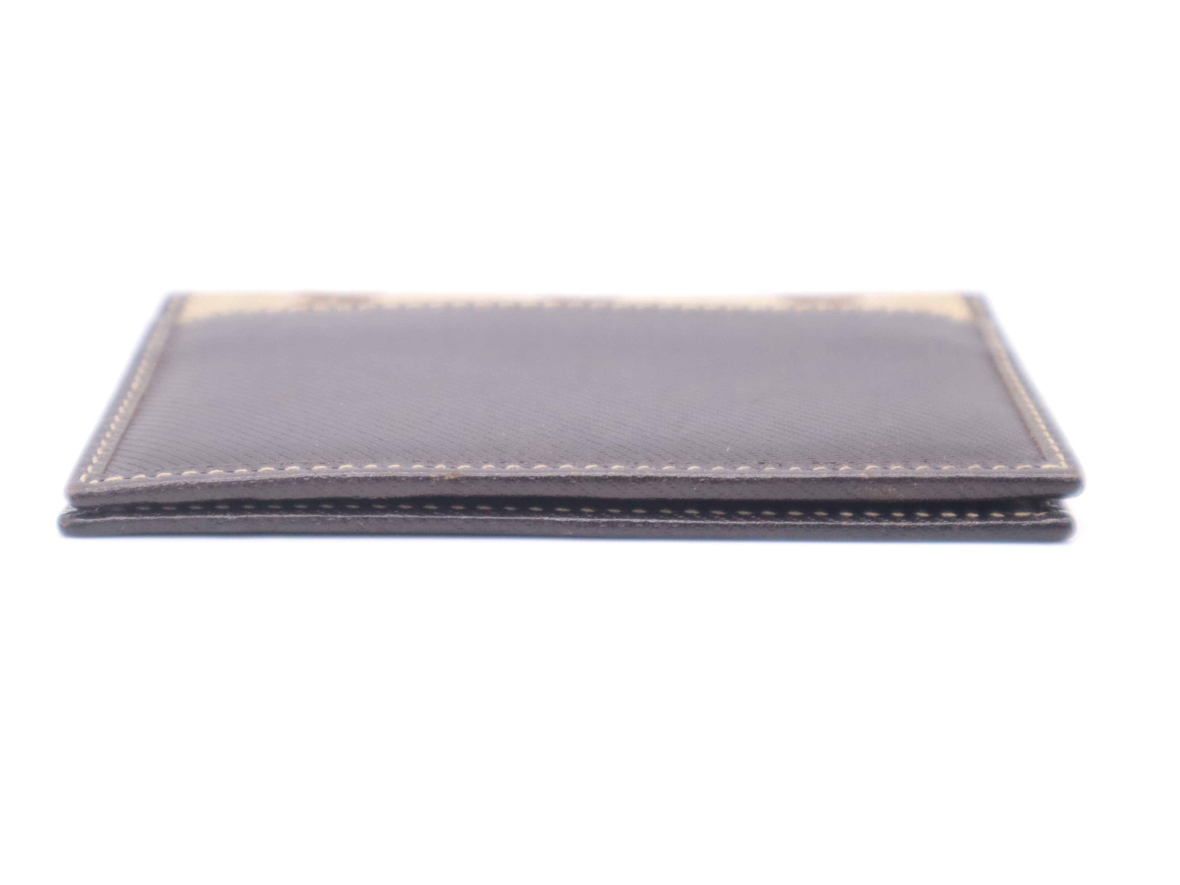 4009 Canvas x Leather GG Canvas Bi-fold Card Case Brown Card Case — view 3