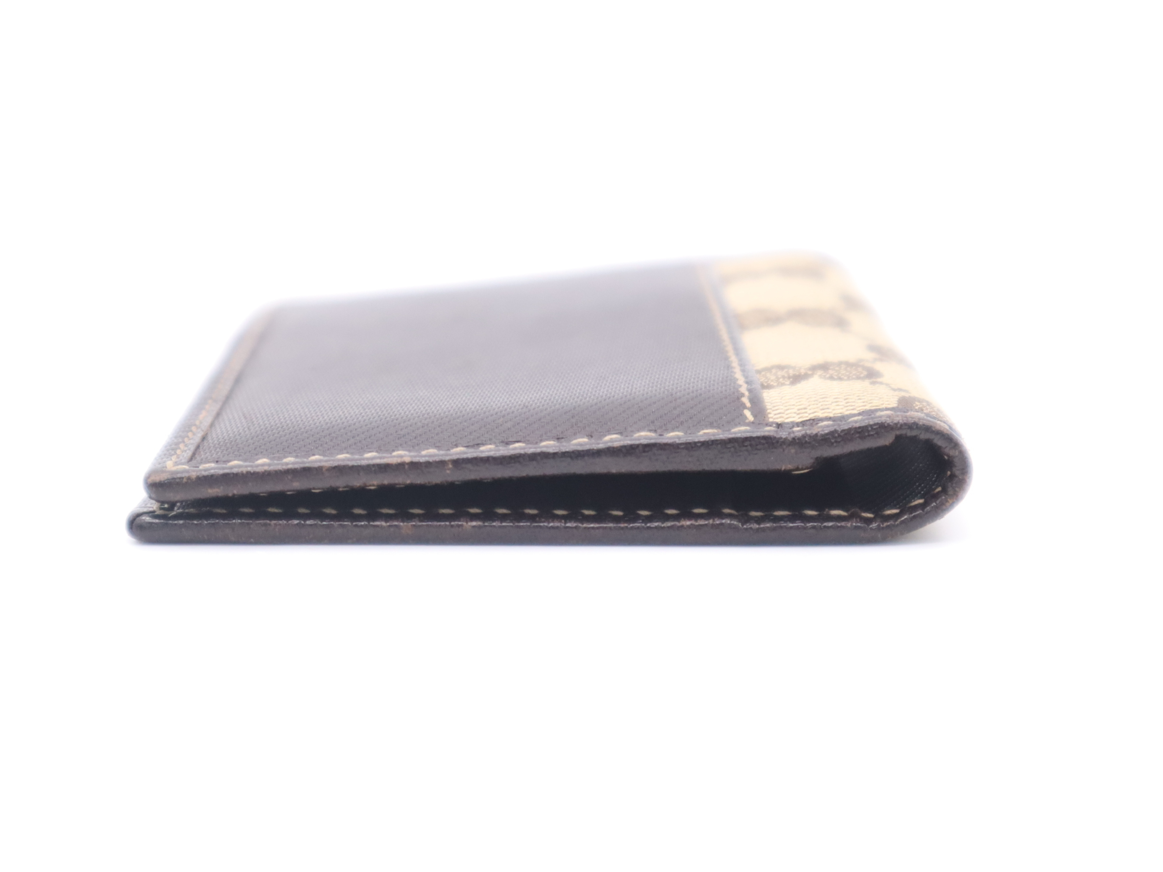 4009 Canvas x Leather GG Canvas Bi-fold Card Case Brown Card Case — view 4