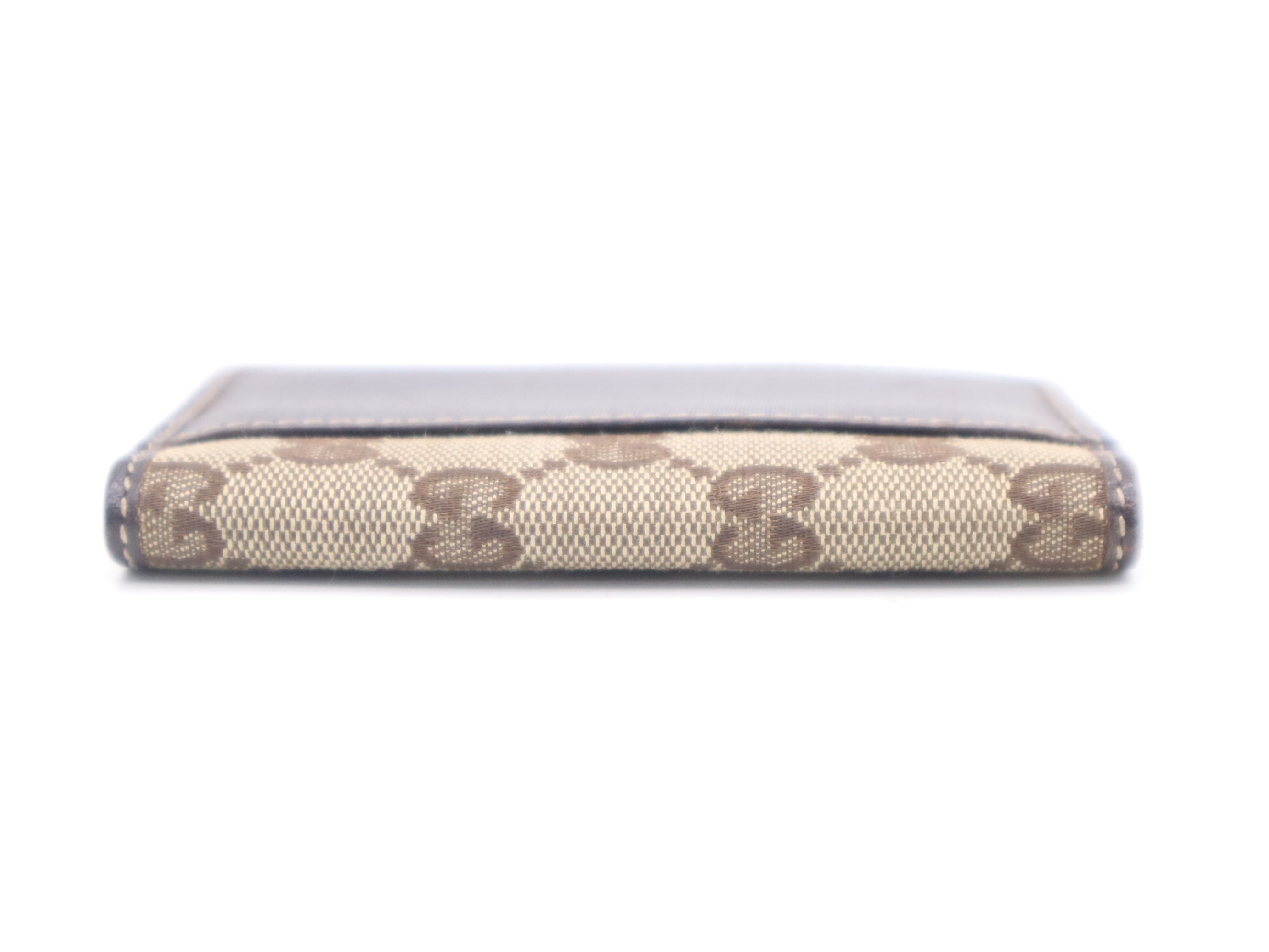 4009 Canvas x Leather GG Canvas Bi-fold Card Case Brown Card Case — view 5