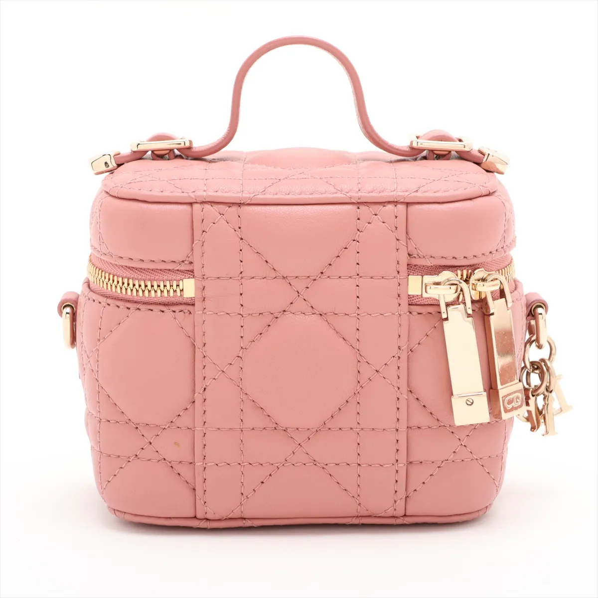 Microcannage Leather 2-Way Vanity Bag, Pink — view 2