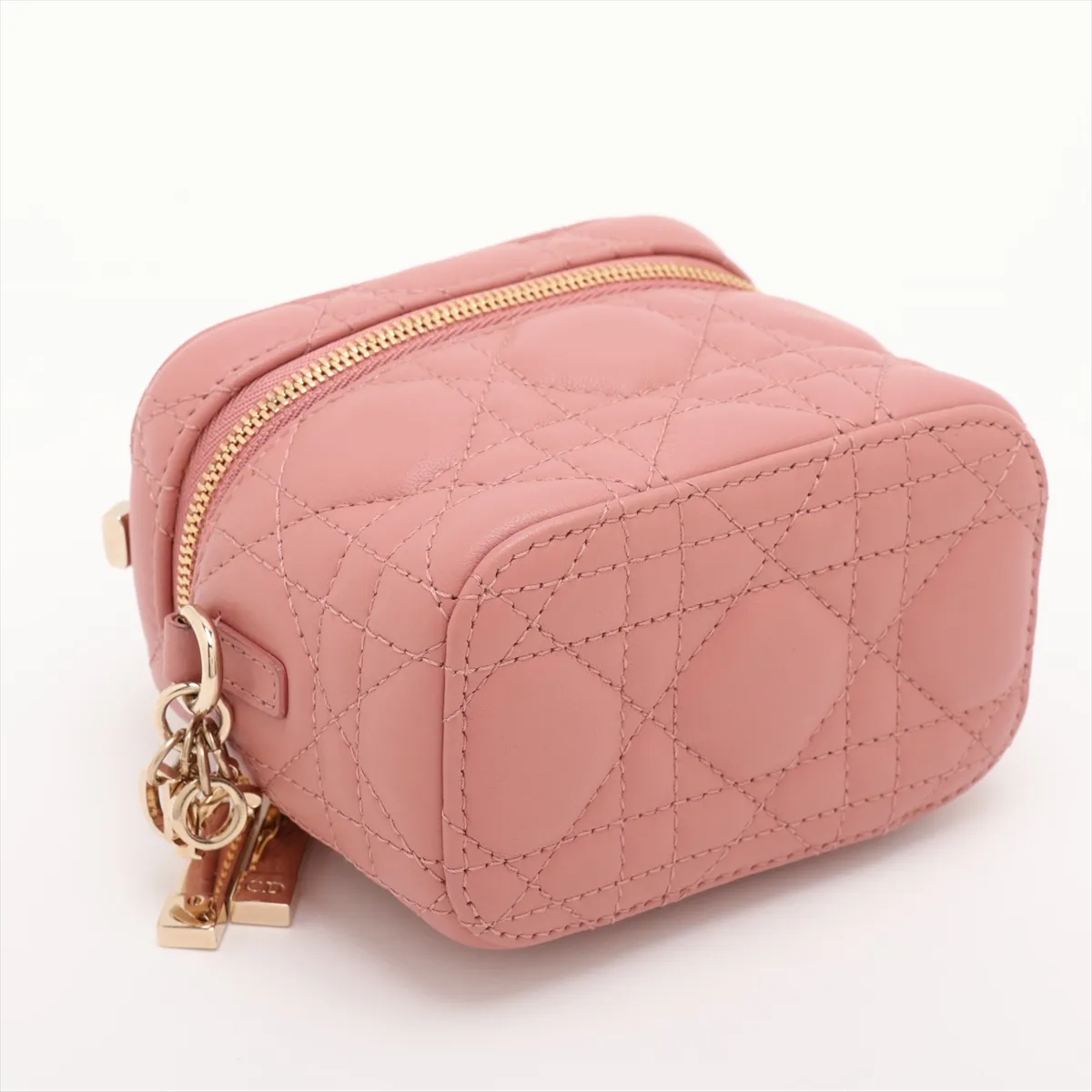 Microcannage Leather 2-Way Vanity Bag, Pink — view 4