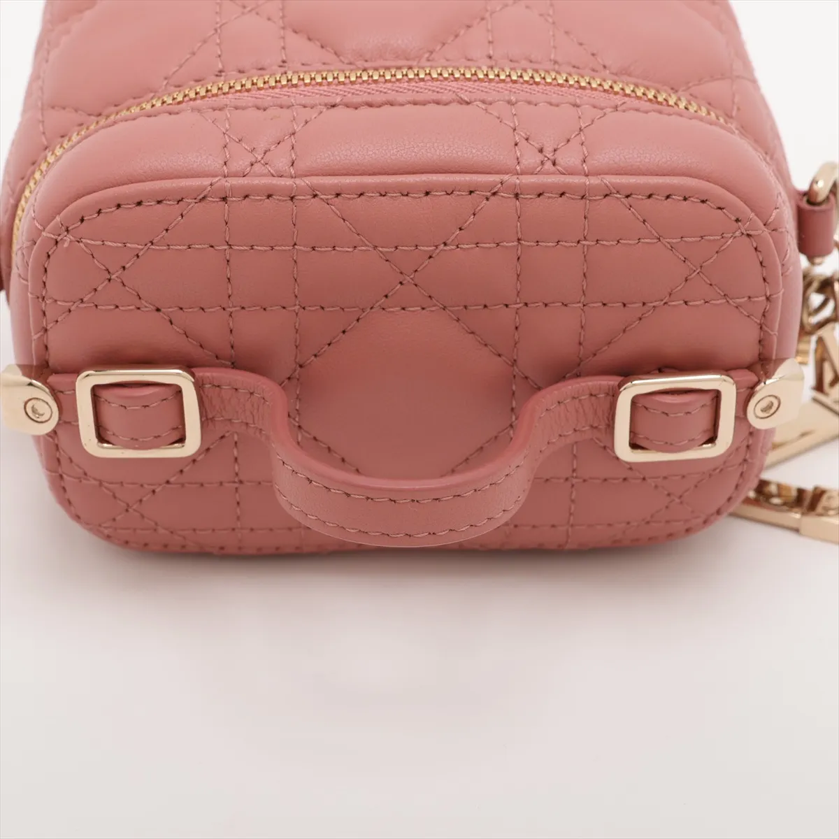 Microcannage Leather 2-Way Vanity Bag, Pink — view 5