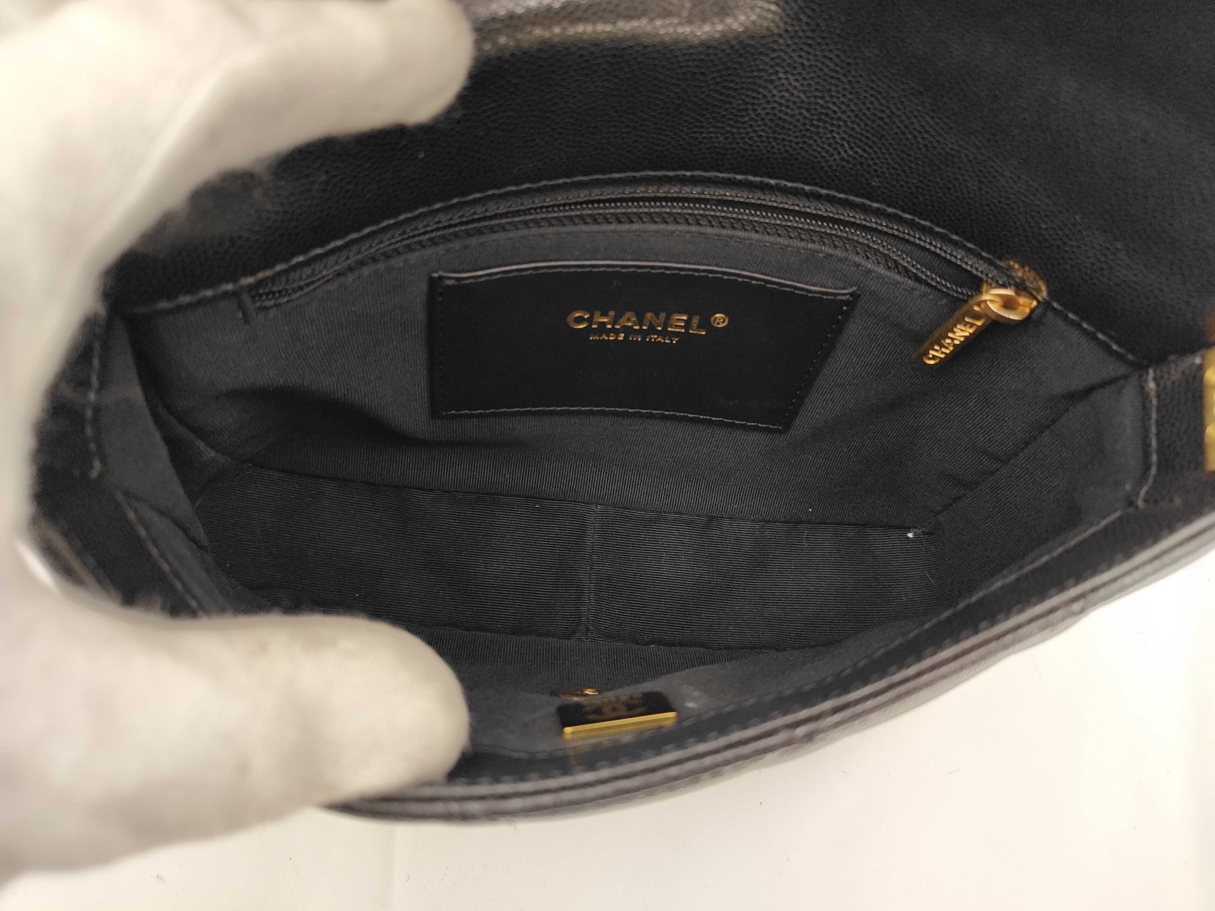 Matelassé Chain Shoulder Bag, Caviar Leather, Black — view 9