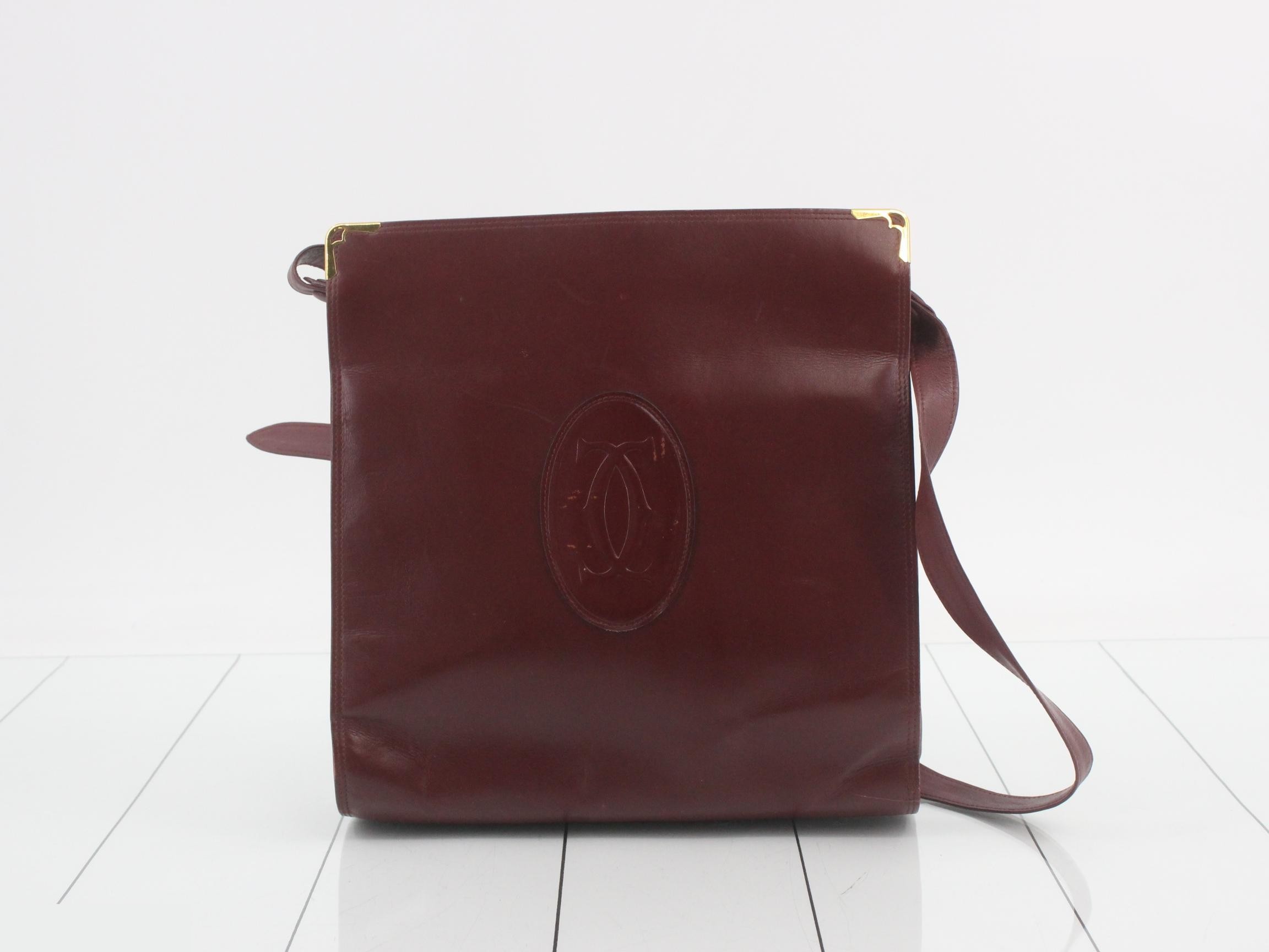 Mustline Leather Clasp Shoulder Bag, Bordeaux