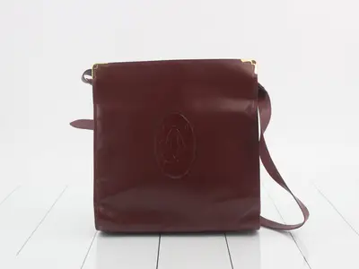 Mustline Leather Clasp Shoulder Bag, Bordeaux