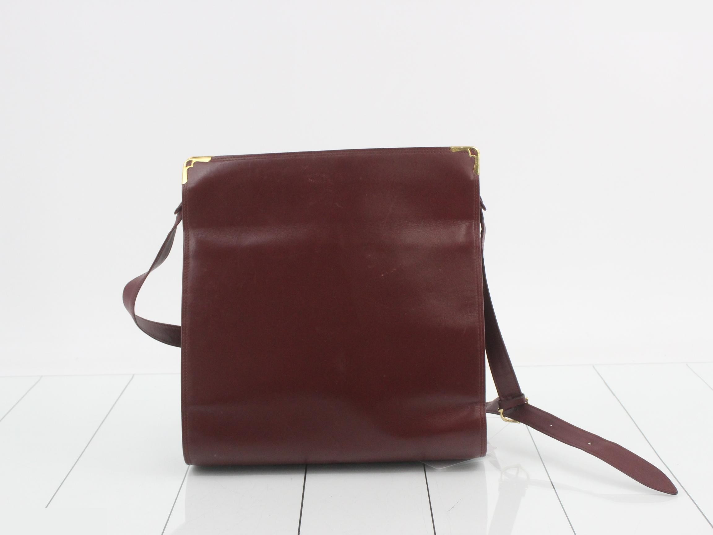 Mustline Leather Clasp Shoulder Bag, Bordeaux — view 2