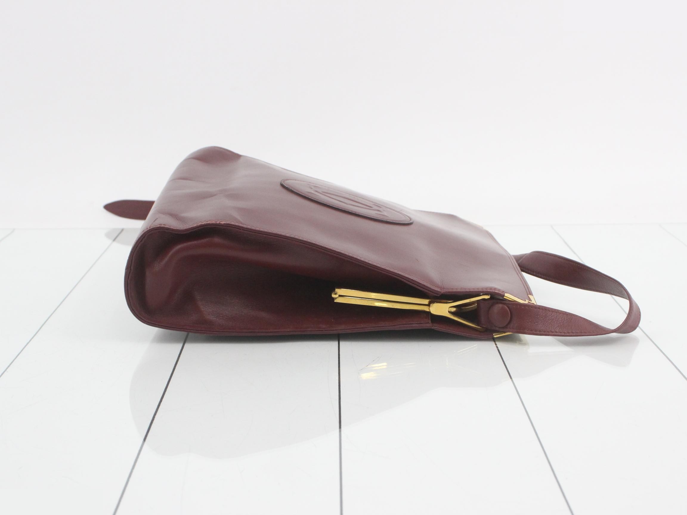 Mustline Leather Clasp Shoulder Bag, Bordeaux — view 3