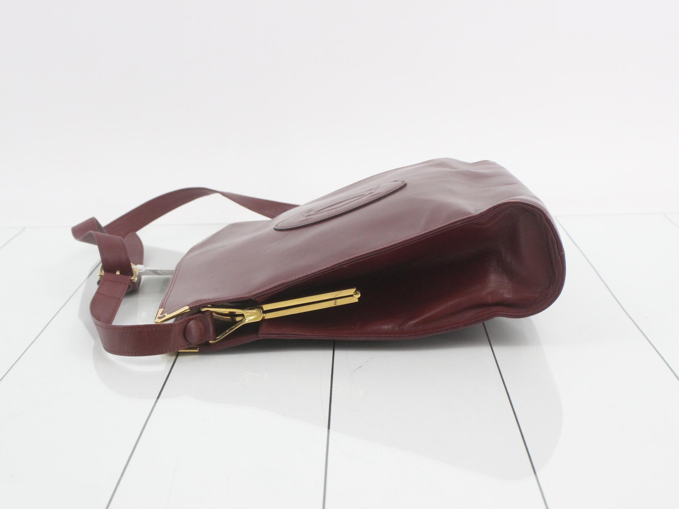 Mustline Leather Clasp Shoulder Bag, Bordeaux — view 4