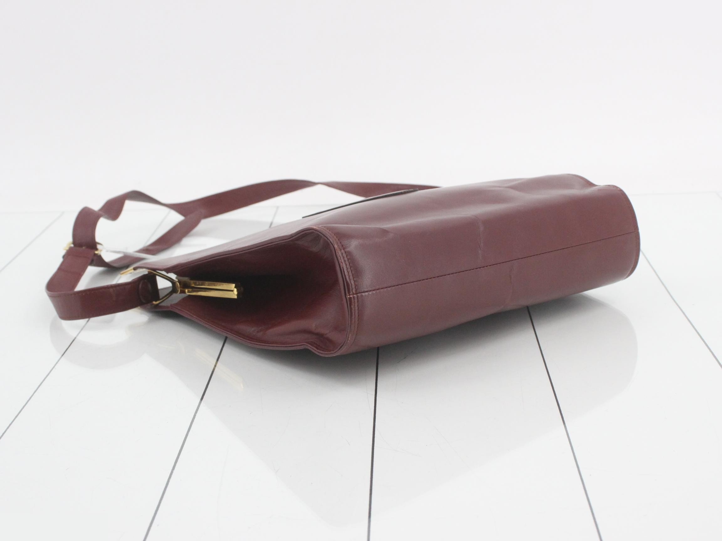 Mustline Leather Clasp Shoulder Bag, Bordeaux — view 5