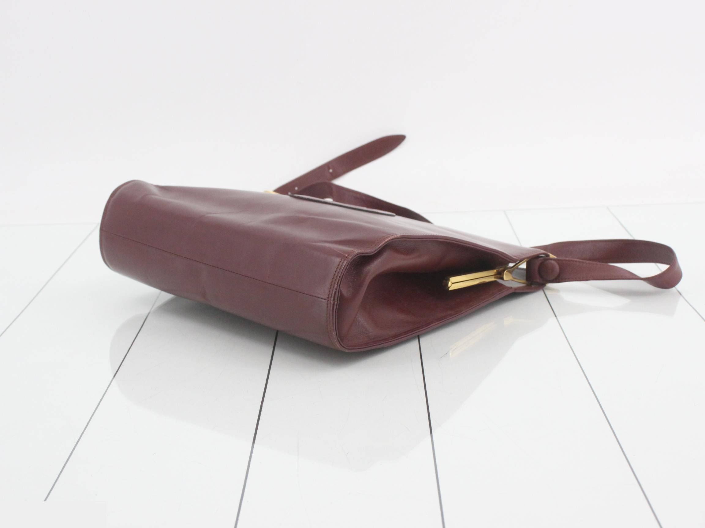 Mustline Leather Clasp Shoulder Bag, Bordeaux — view 6
