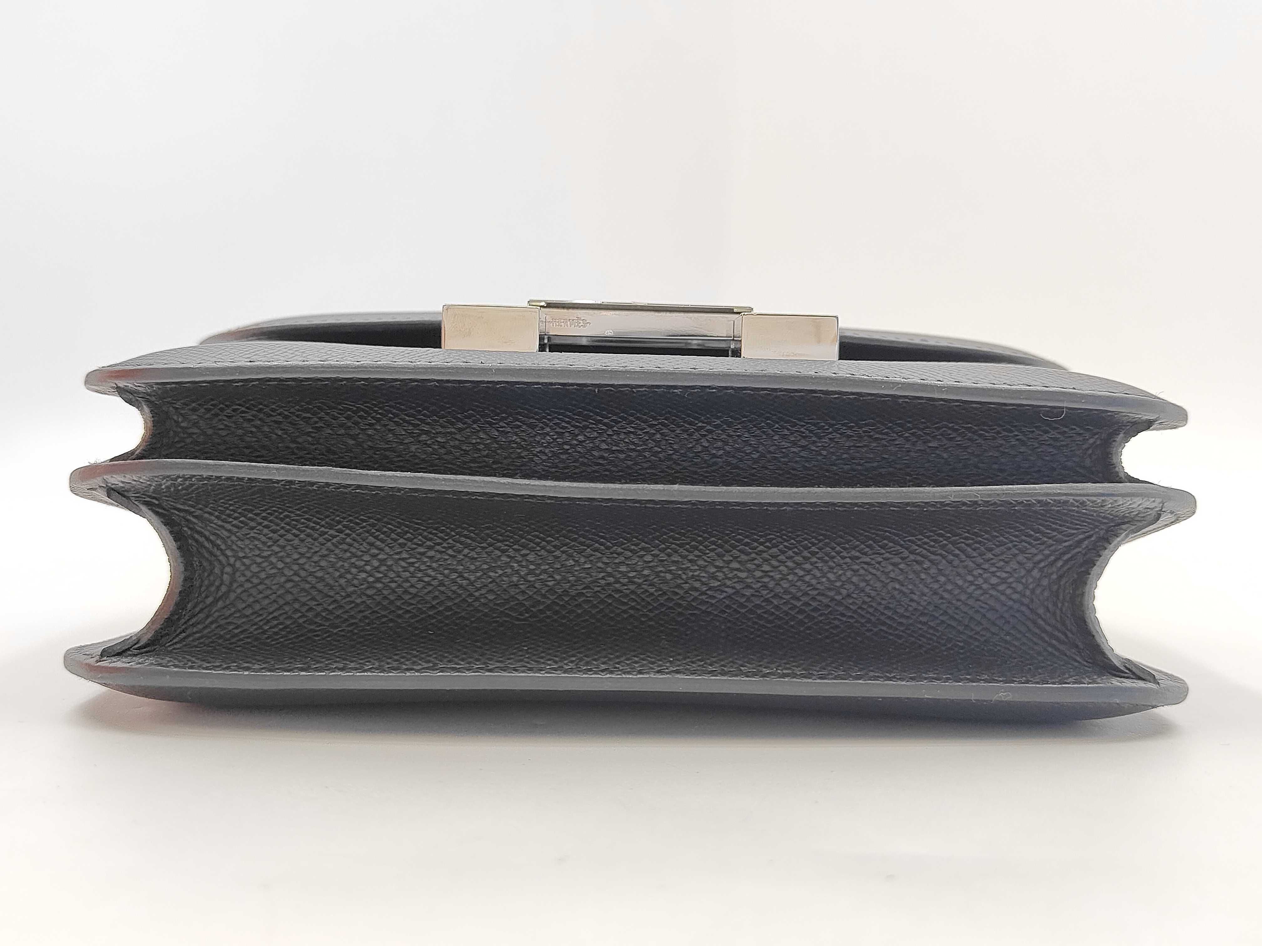 Mini Epsom Black Shoulder Bag with Silver Hardware (K Stamp) — view 14