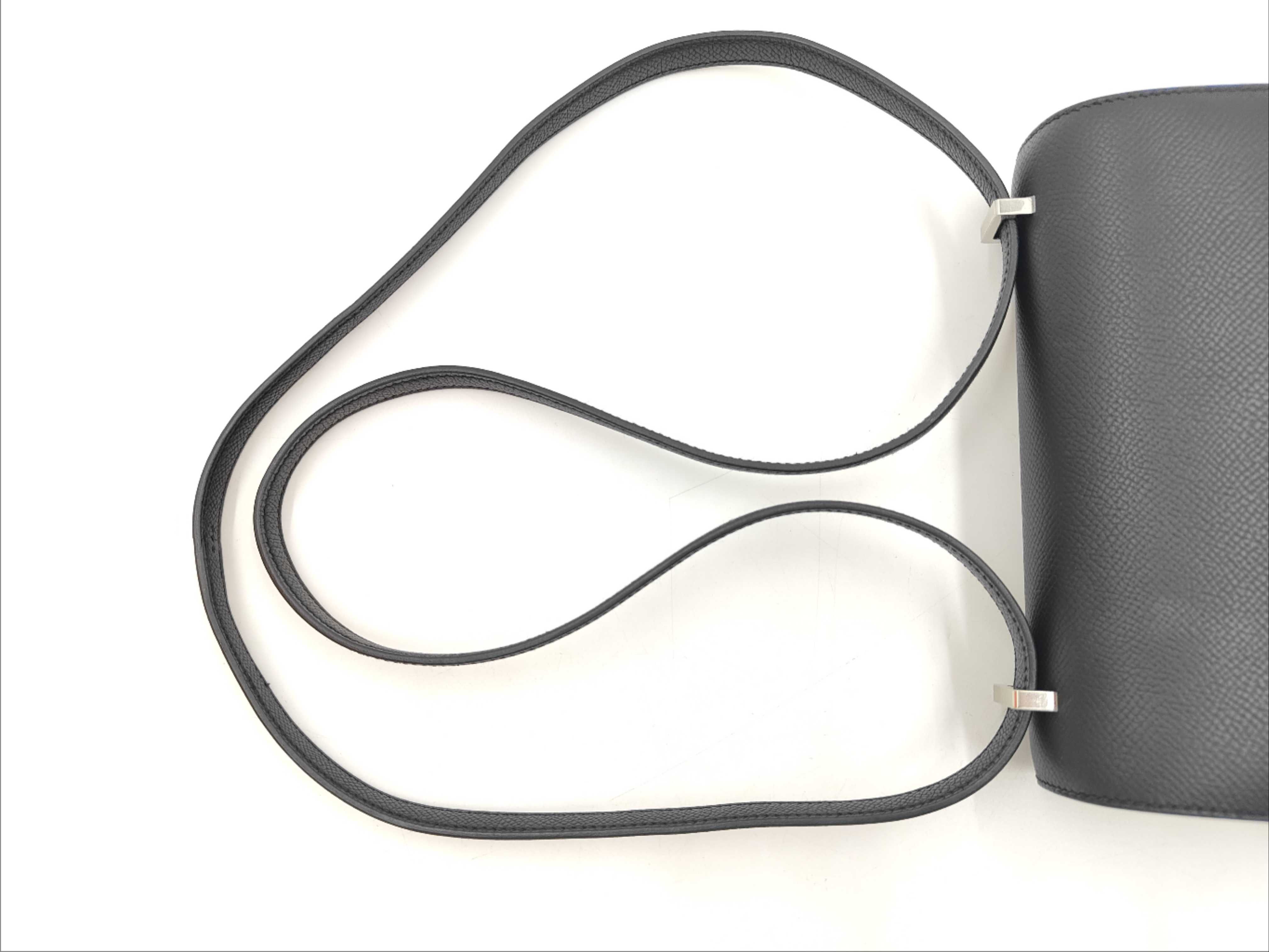 Mini Epsom Black Shoulder Bag with Silver Hardware (K Stamp) — view 3