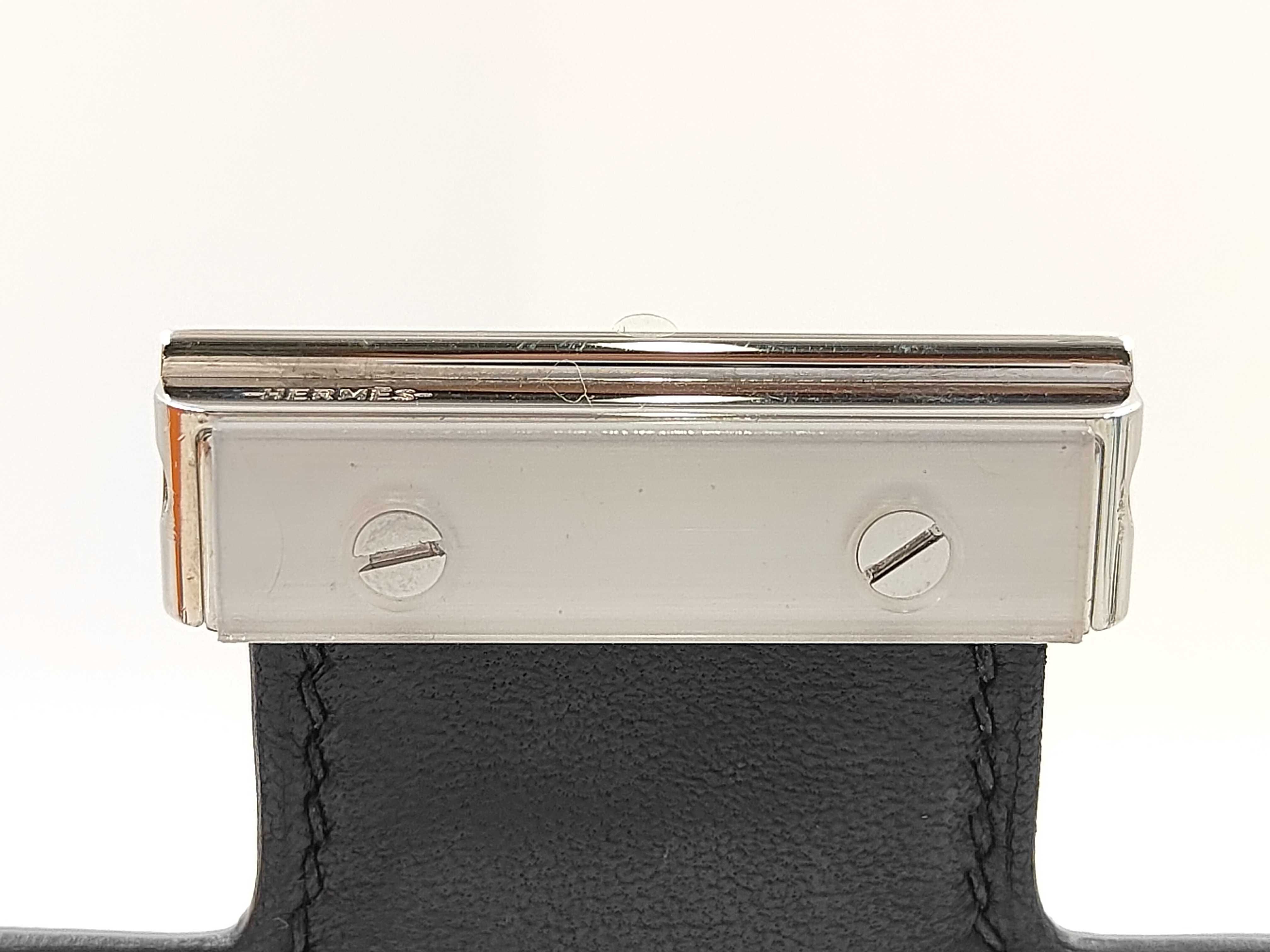 Mini Epsom Black Shoulder Bag with Silver Hardware (K Stamp) — view 8