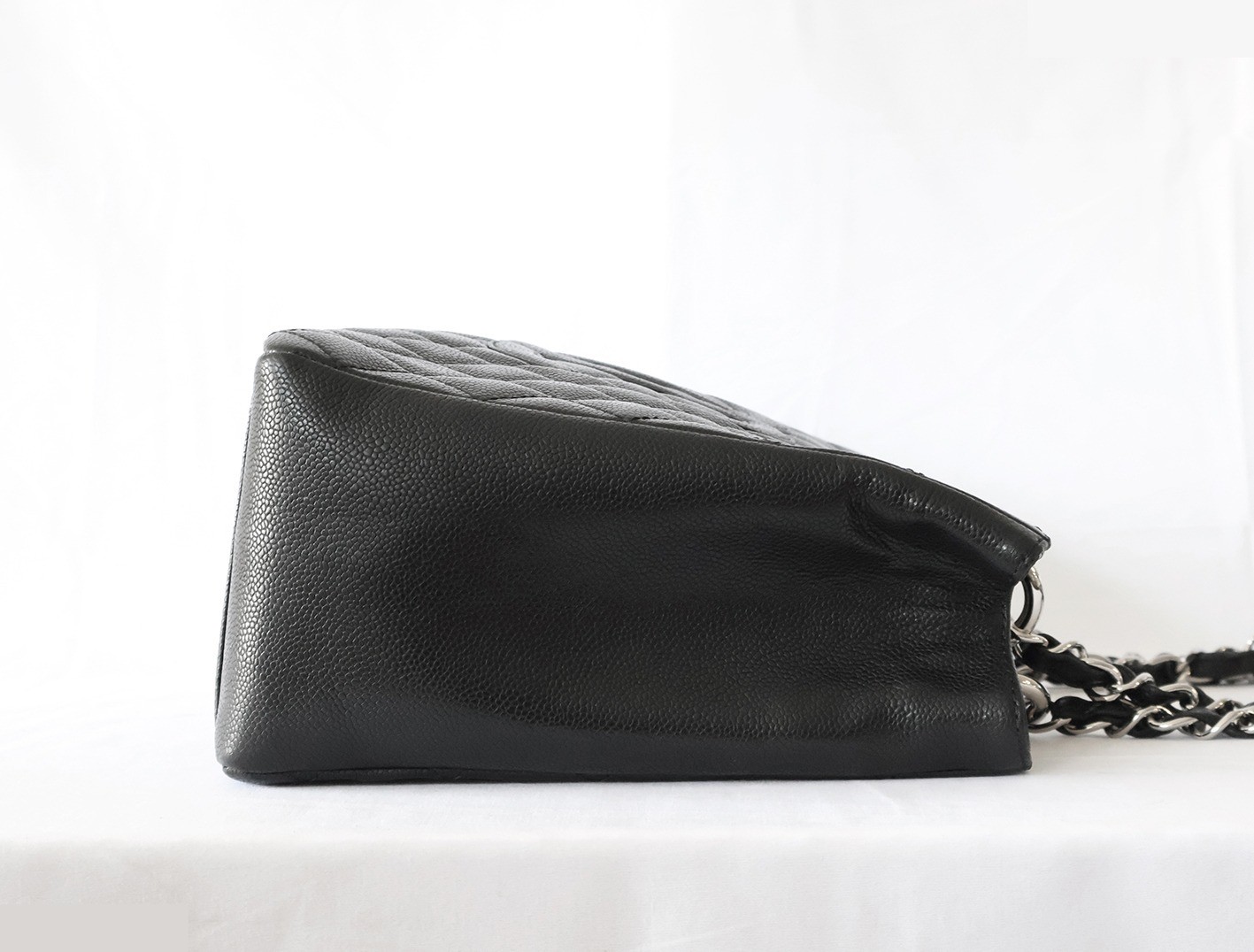 Caviar Skin GST Chain Tote Bag, Black — view 6