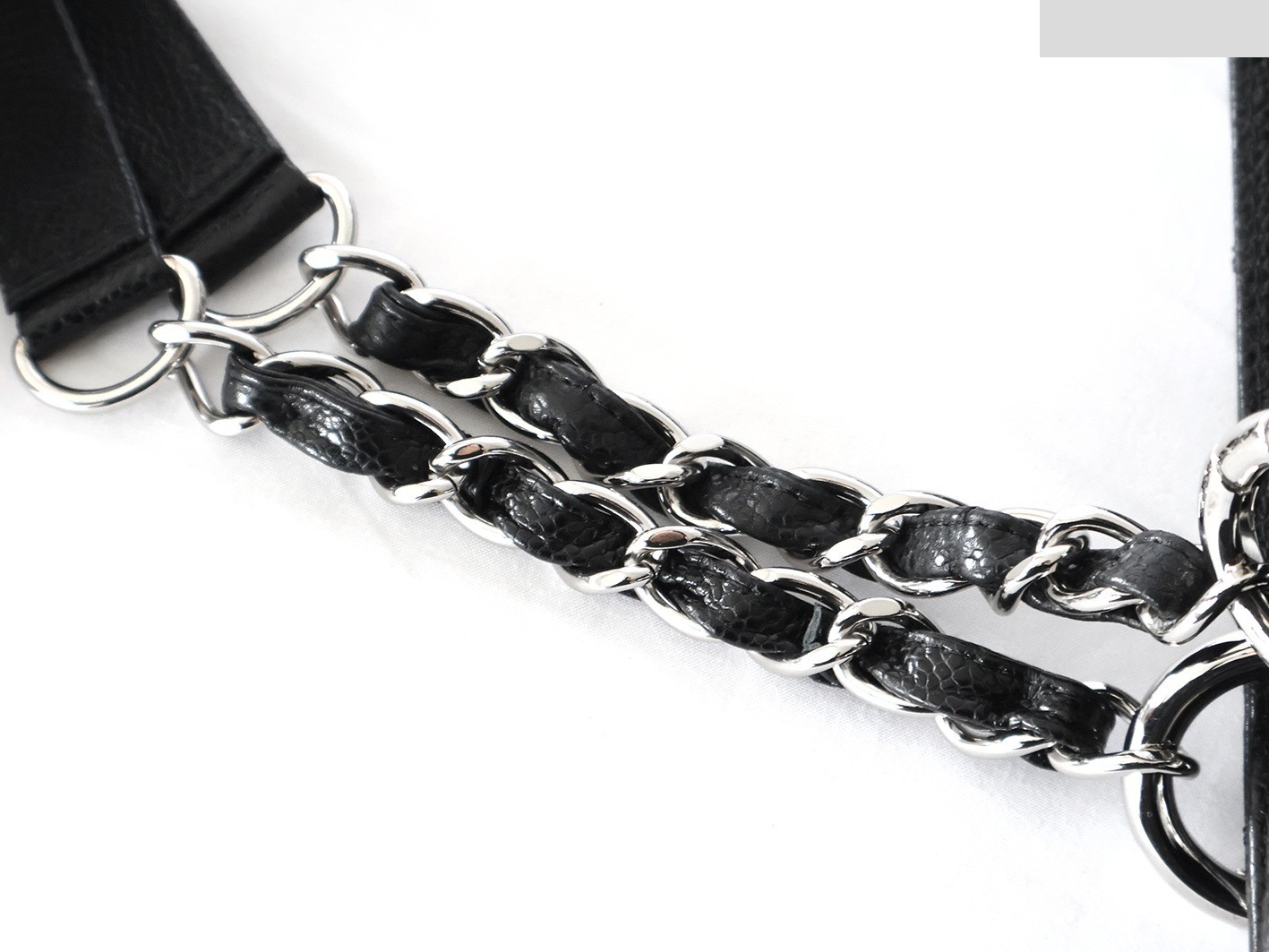 Caviar Skin GST Chain Tote Bag, Black — view 7