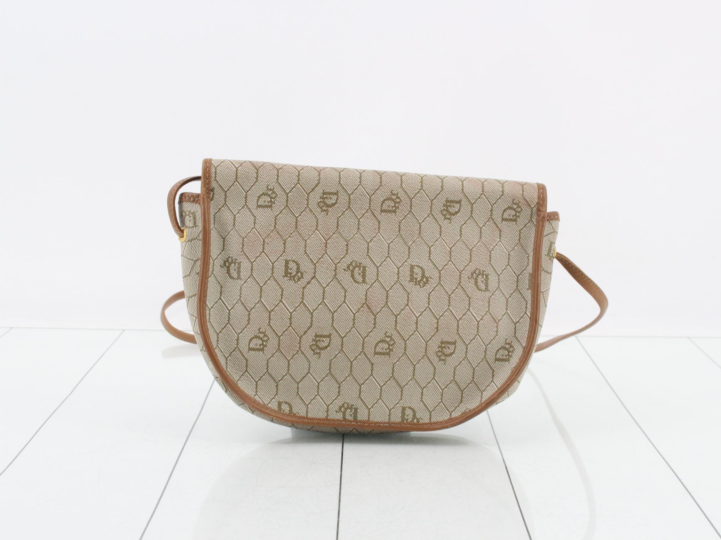 Honeycomb Shoulder Bag, PVC/Leather, Brown — view 2