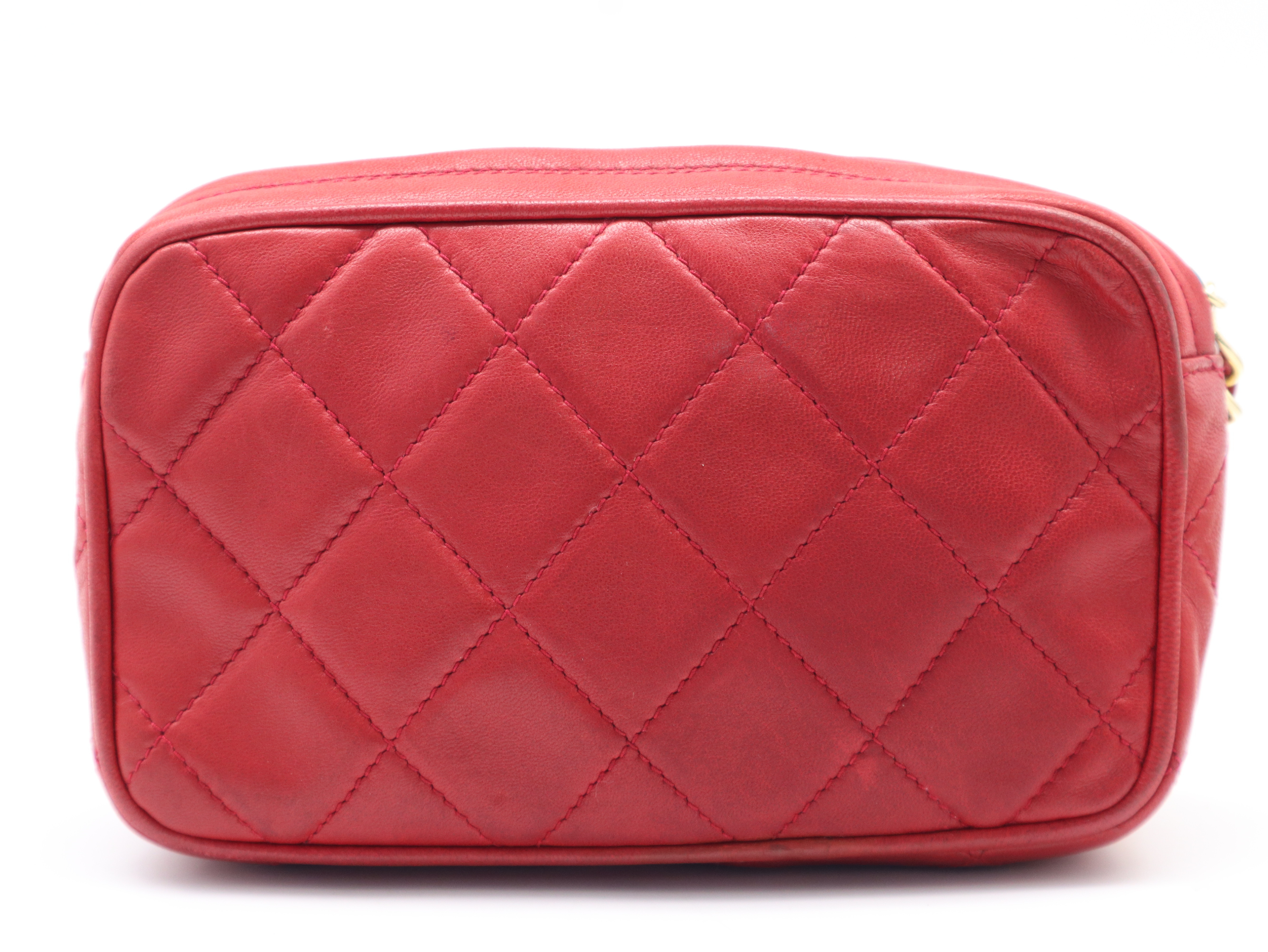 Lambskin Matelassé Fringe Clutch Bag with Gold Hardware, Red, with Dust Bag — view 2