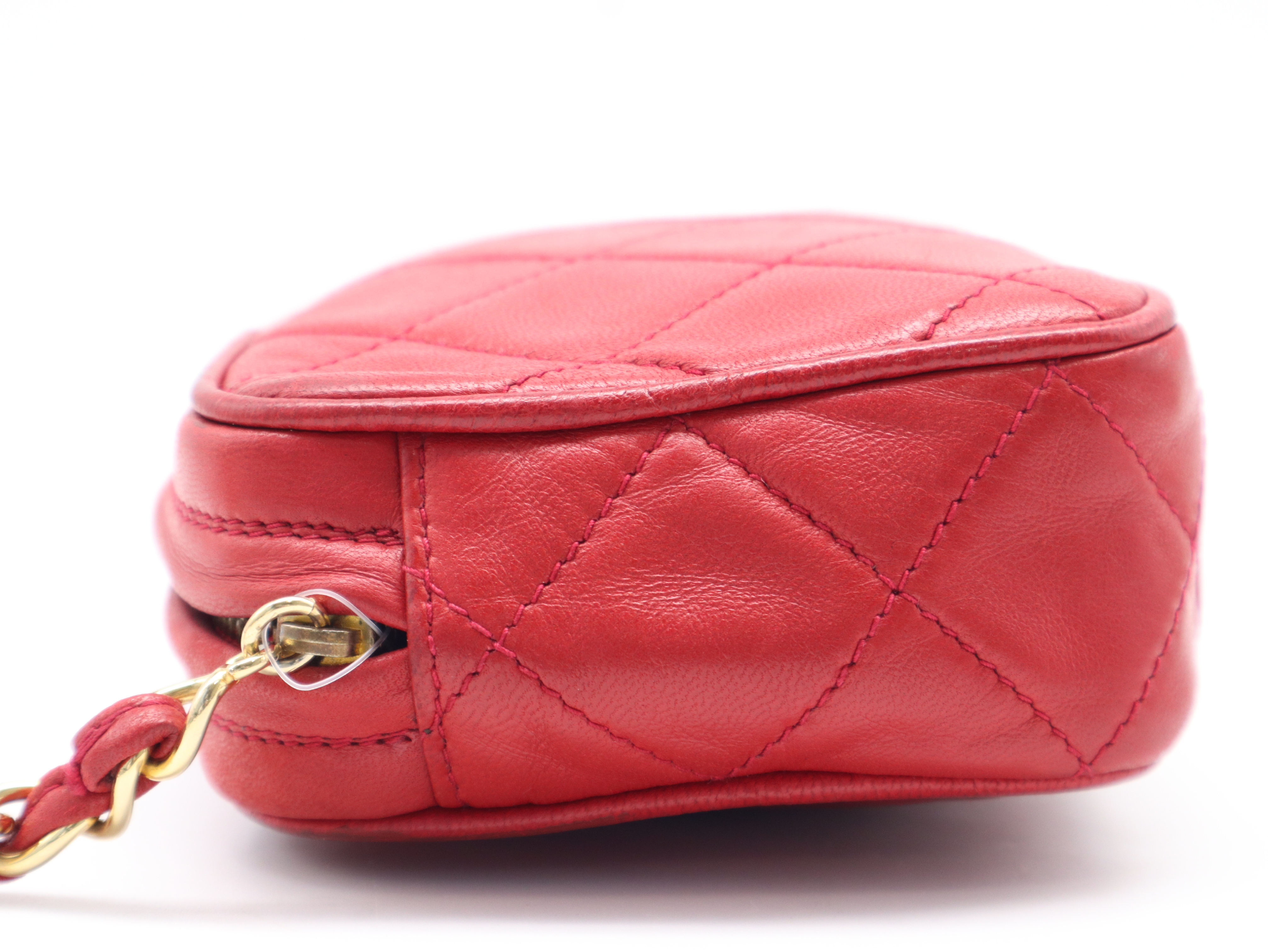Lambskin Matelassé Fringe Clutch Bag with Gold Hardware, Red, with Dust Bag — view 3